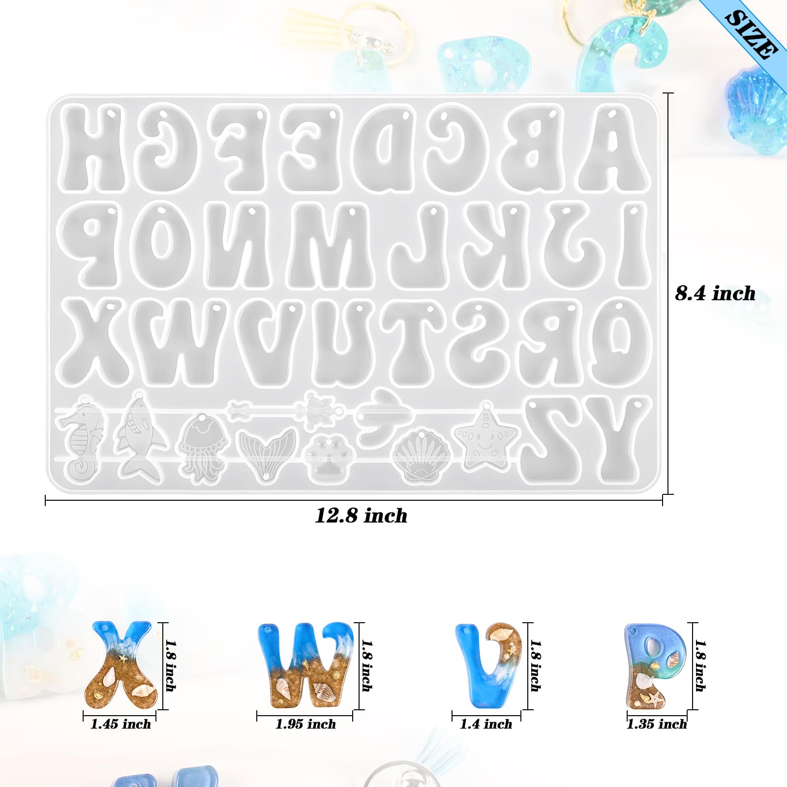 Moukiween Alphabet Keychain Molds with Hole - DIY Resin Letter & Number Molds for Jewelry Making, Keychain & Pendant Crafting - Perfect for Personalized Gifts, Party Favors & Handmade Accessories