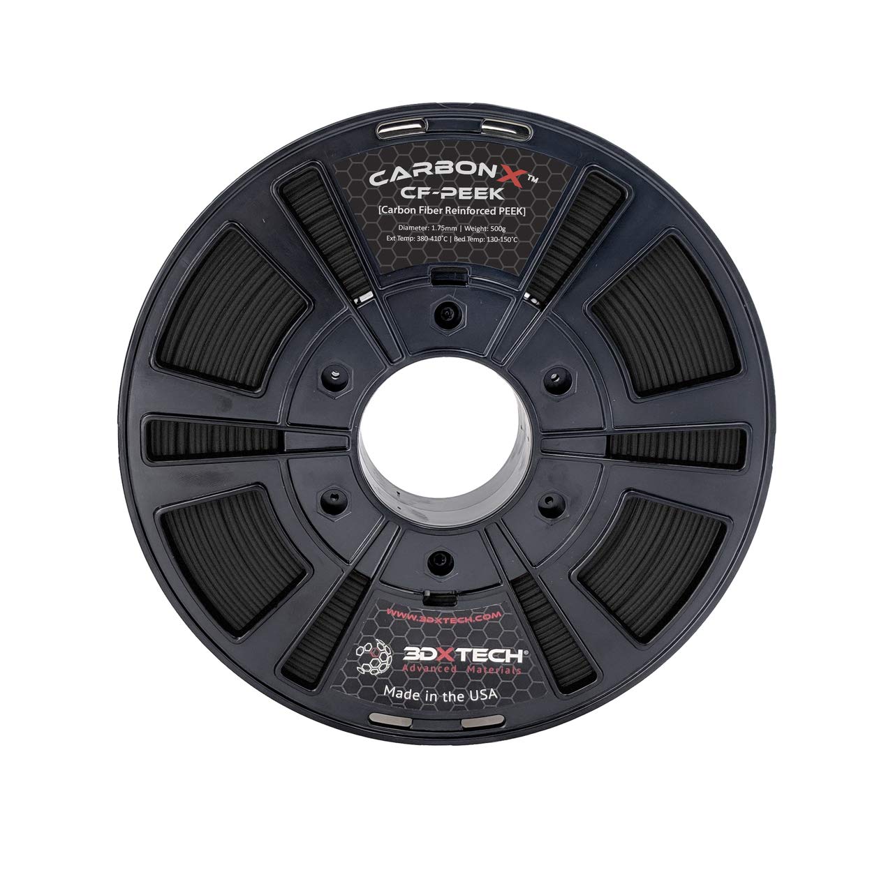 3DXTECH CarbonX Carbon Fiber PEEK 3D Printing Filament - 1.75mm, 250G Spool | High-Temperature & High-Strength Material for Aerospace, Automotive & Industrial 3D Printing Applications