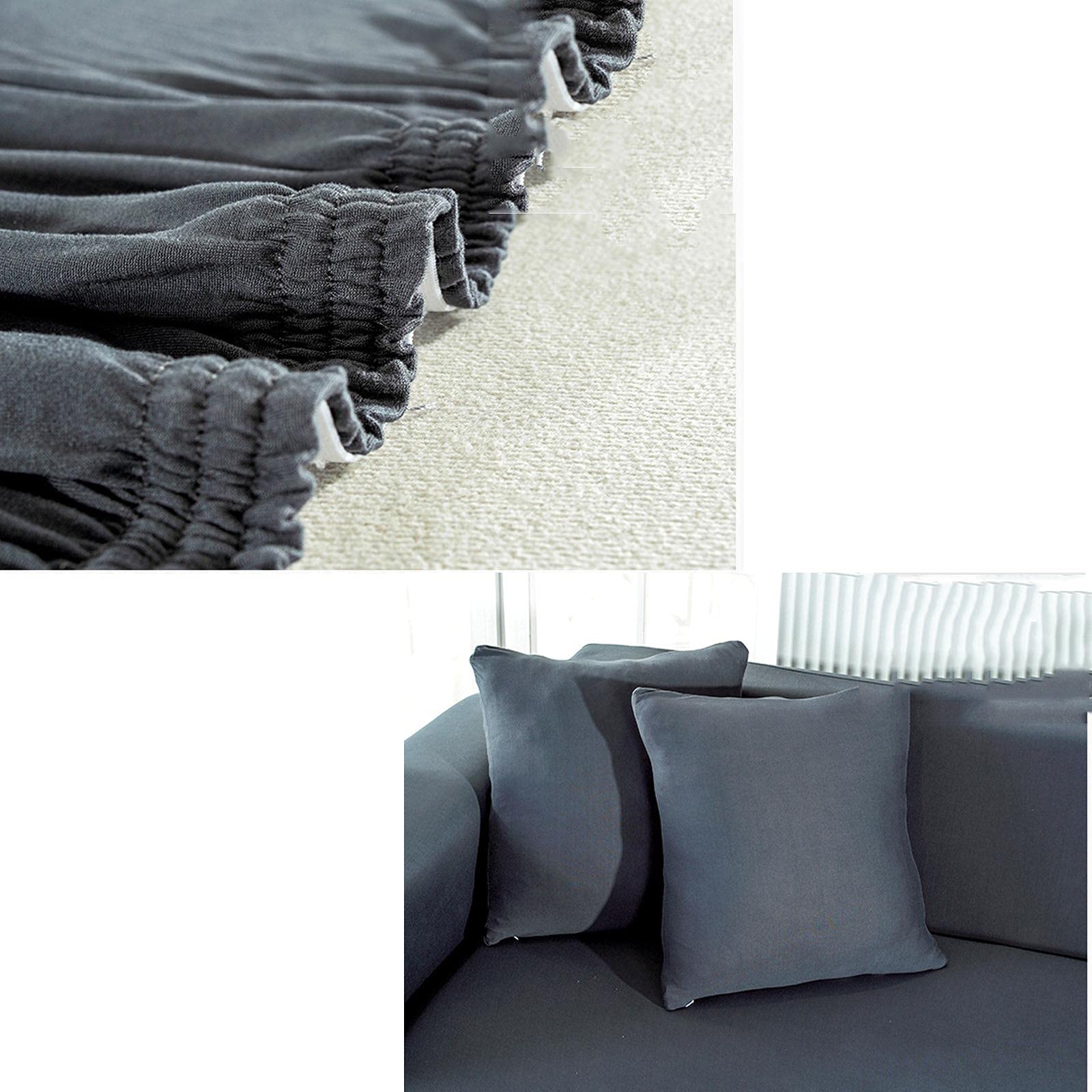 Stretchable L-Shaped Sectional Sofa Cover for 2/3/4 Seat Couches - Anti-Slip Furniture Protector & Sofa Slipcover (Black, 3+4 Seat) - Perfect for Living Room, Family Room & Home Theater Comfort