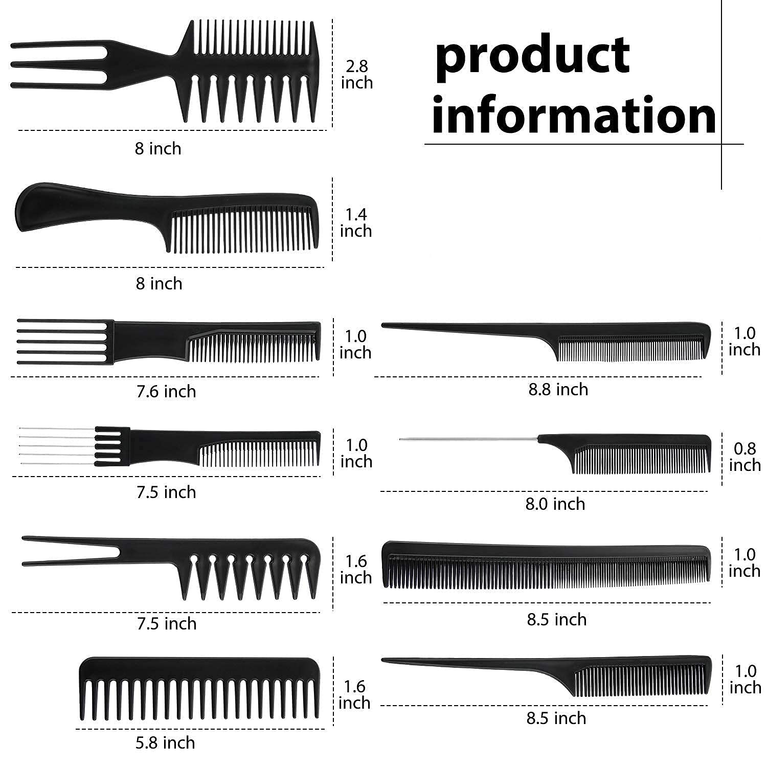 Professional Hair Comb Set & Lice Treatment Comb - Multipurpose Styling & Head Lice Removal Kit with Long Handle (Random Color) - Perfect for Home Hair Care, Salons & Travel