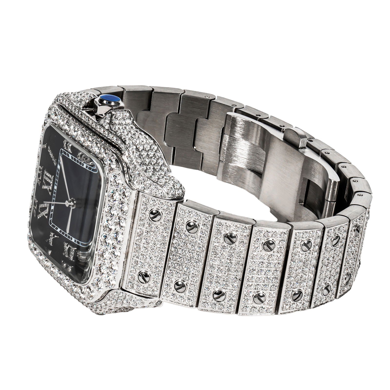 Men's Moissanite Diamond Watch - 40mm Navy Blue Dial Automatic Movement Luxury Timepiece | Perfect for Business, Formal Events & Gifting