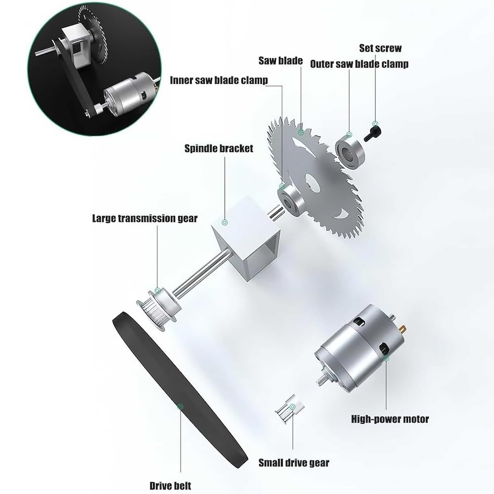 **Mini Table Saw for Woodworking & Crafts - 7-Speed Adjustable Angle Lift Blade (0-16mm Cutting Depth) - Perfect for Cutting Wood, Plastic & Acrylic - Ideal for DIY Projects, Model Making & Hobbyists (Set D)**