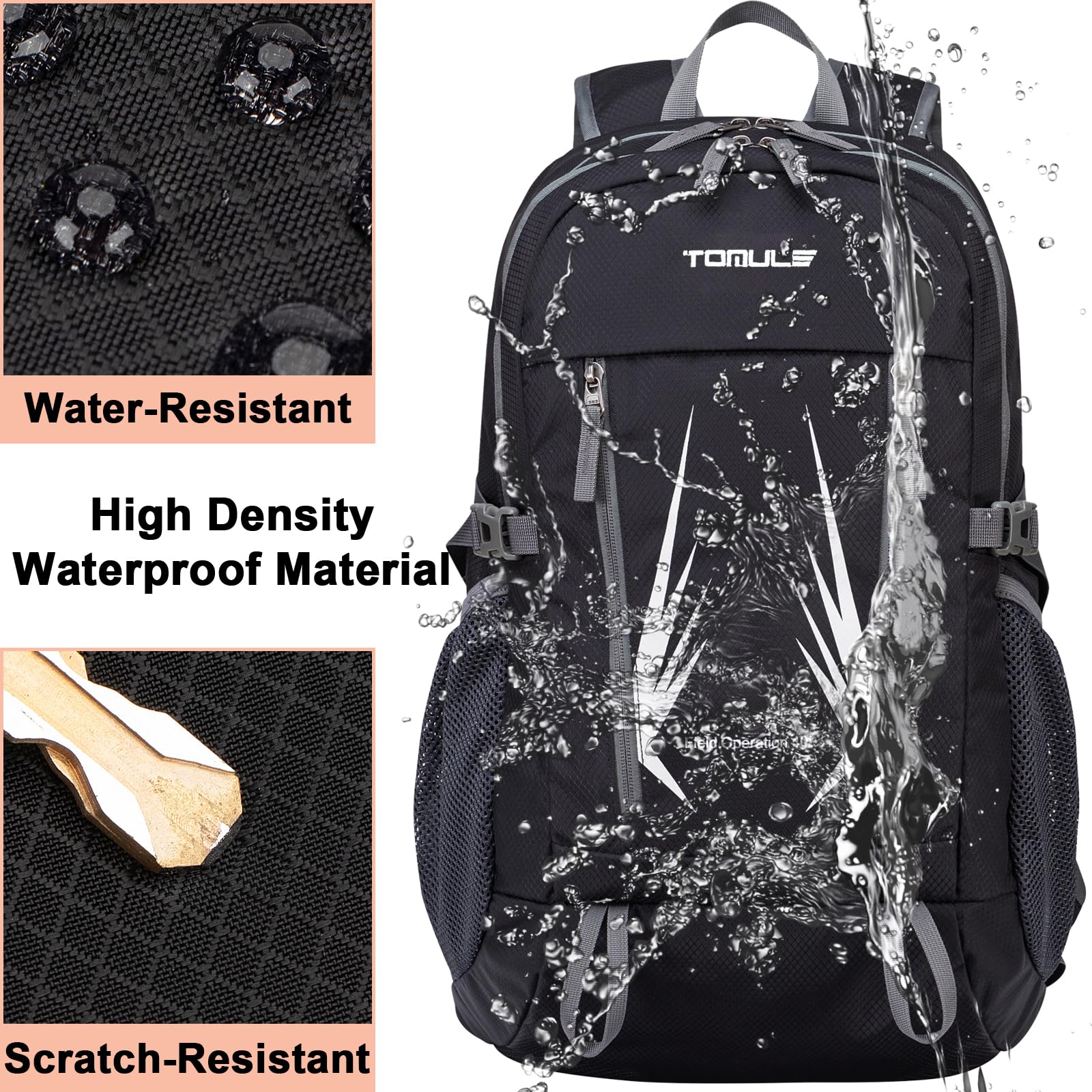 **TOMULE 40L Waterproof Day Hiking Backpack for Women - Lightweight Travel Backpack with Adjustable Straps, Perfect for Outdoor Adventures, Camping & Daily Commute**