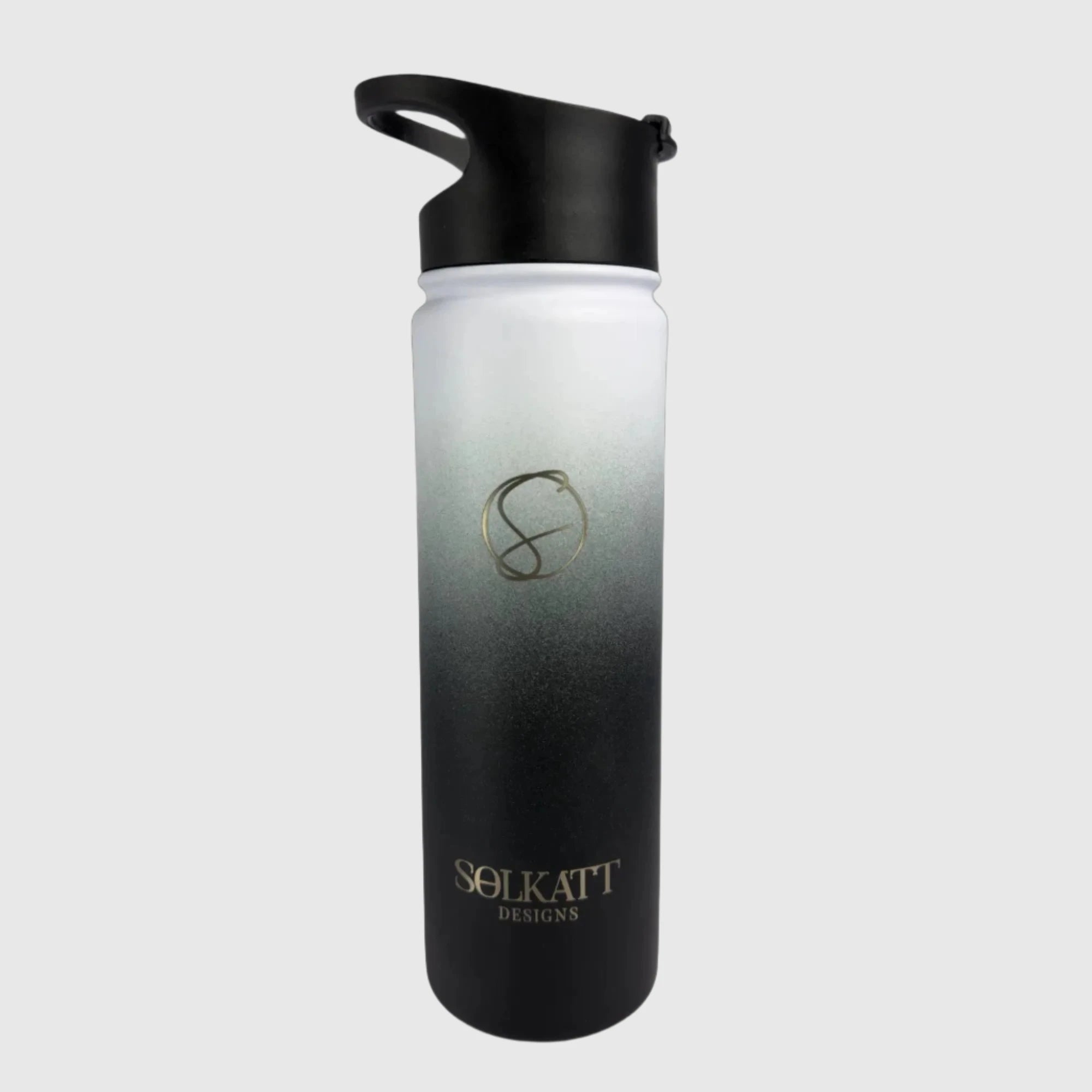 Premium 650ml (22oz) Stainless Steel Insulated Water Bottle - Midnight Black - Keeps Drinks Hot/Cold for 24 Hours - Perfect for Gym, Hiking, Office & Outdoor Activities