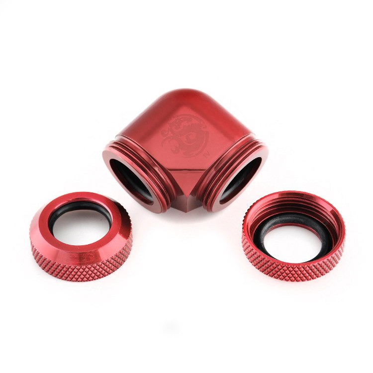 Bitspower 90 Degree Dual Multi Link Fitting for 12mm OD Tubing - Deep Blood Red - Perfect for Custom PC Water Cooling Loops and Hardline Builds