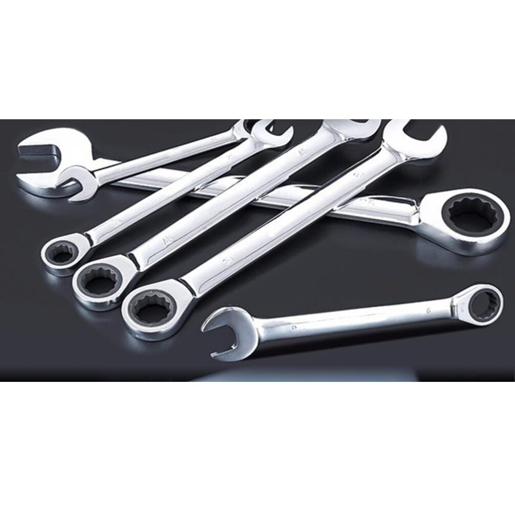 Mipcase 870 Swivel Ratchet Wrench Set - 8mm Metric Adjustable Combination Spanner Tool Kit with Rotating Sockets for Automotive, DIY & Home Repair (Ideal for Tight Spaces & Fastener Work)