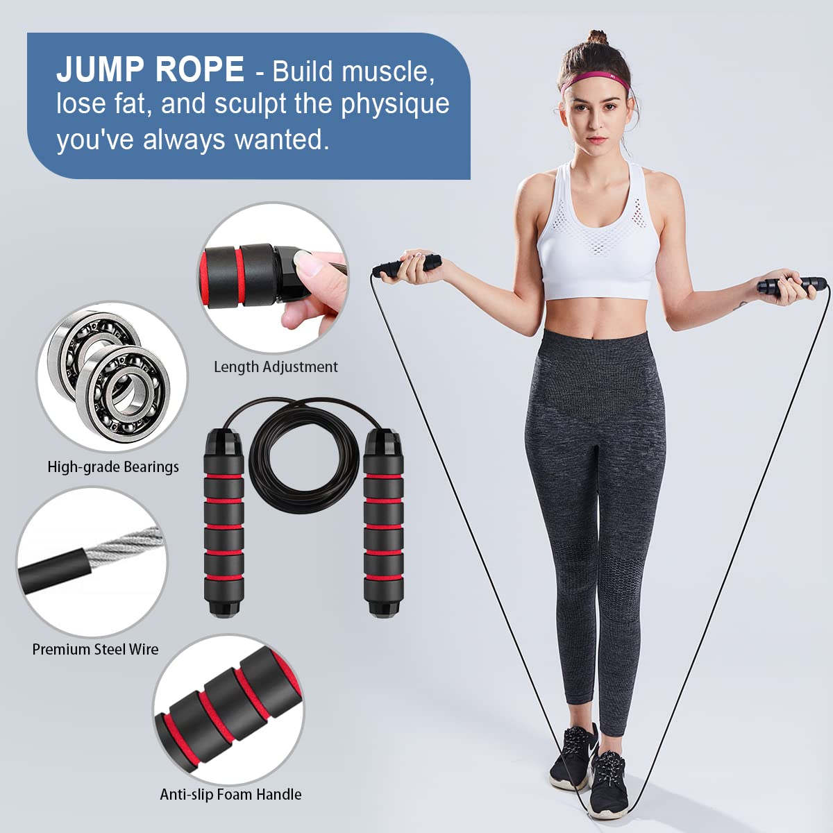 10-in-1 Ab Roller Wheel Kit with Resistance Bands, Knee Mat, Jump Rope & Push-Up Bar - Core Strength & Abdominal Workout Equipment for Home Gym - Perfect for Men & Women Training, Yoga, and Full-Body Fitness