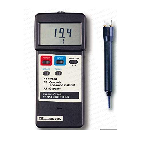 Lutron MS-7002 Digital Moisture Meter - Professional Electronic Concrete & Wood Quality Tester with External Probe for Woodworking, Construction & DIY Projects | Accurate Humidity Detection for Lumber, Drywall & Building Materials