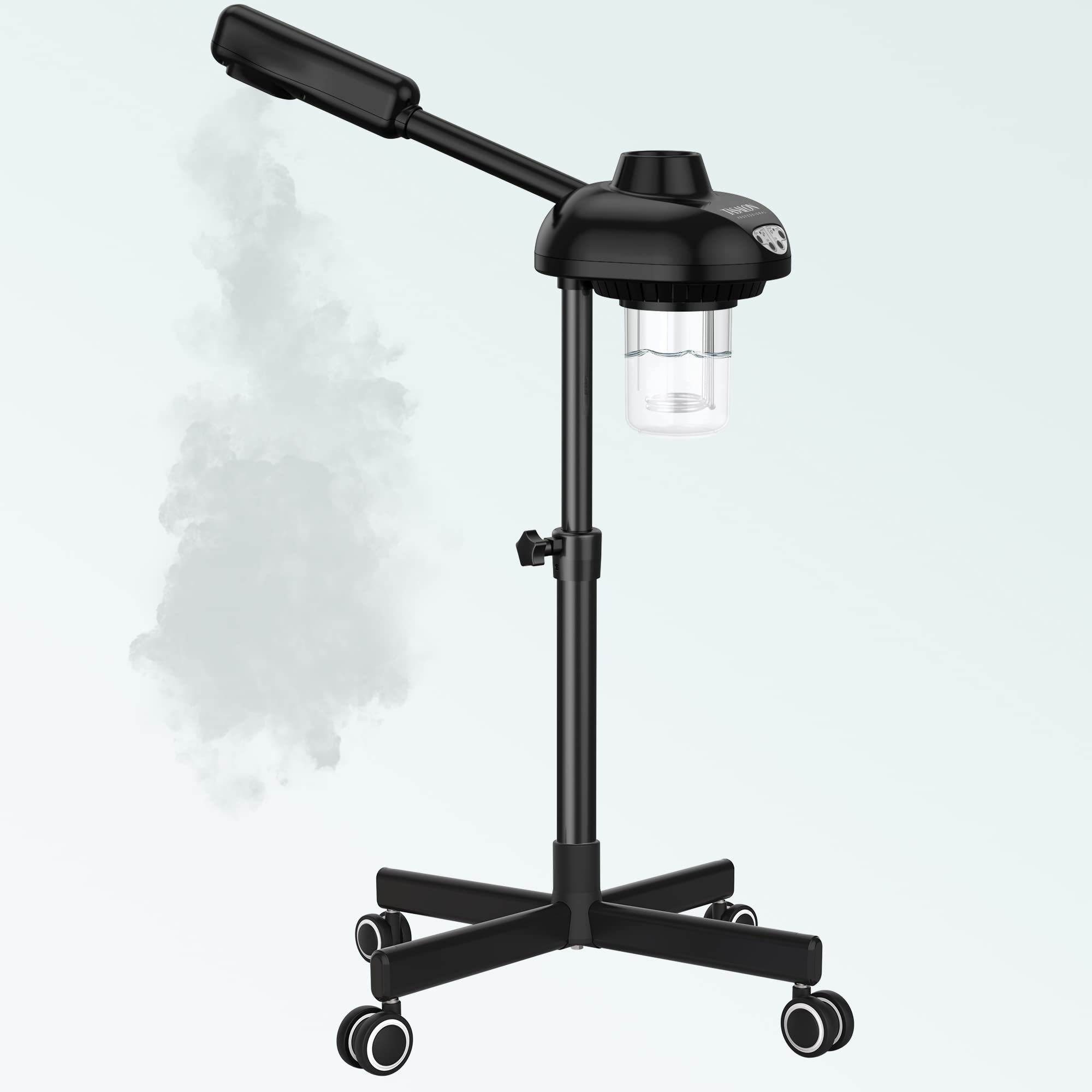 Professional TASALON Facial Steamer on Wheels - Warm Mist Ozone Skin Rejuvenation Kit for Spa & Clinic Use | Home Facial Humidifier with Pore Cleansing Function | Perfect for Acne Treatment & Relaxation Therapy (Black)