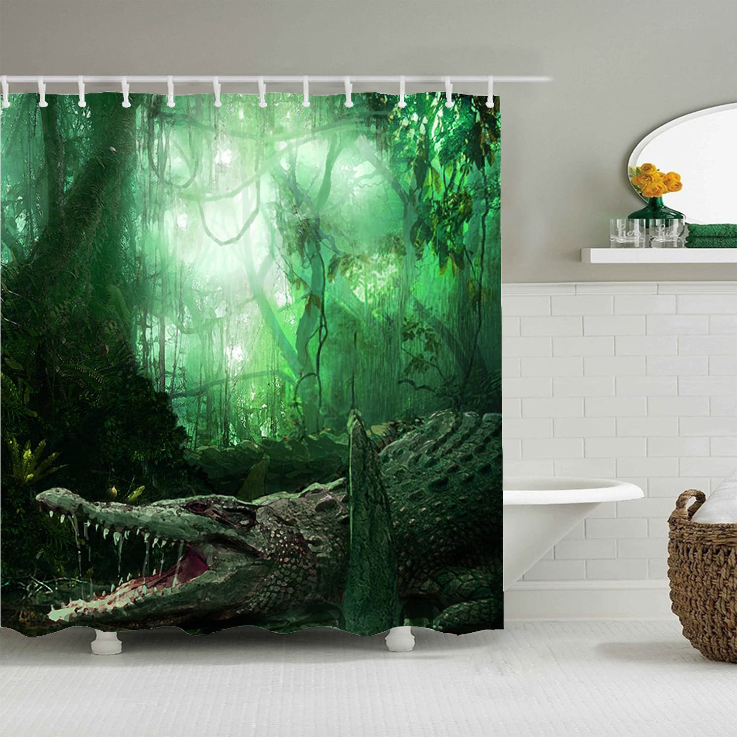 Waterproof Alligator Print Shower Curtain 60