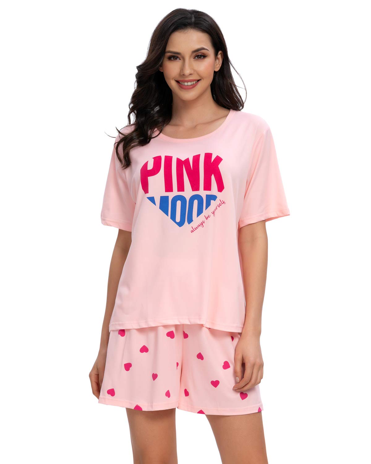 TOP-VIGOR Women's Soft Short Sleeve Pajama Set - 2 Piece Summer Nightwear with Cute Shorts | Comfortable Sleepwear for Lounge, Vacation & Bedtime