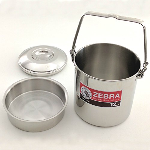 Stainless Steel Firebox Locking Bail Handle Camping Pot - Zebra Loop Handle Bushcraft Cookware Kit with SS Handle Clips (Pre-Installed) for Outdoor Cooking, Camping & Survival Gear