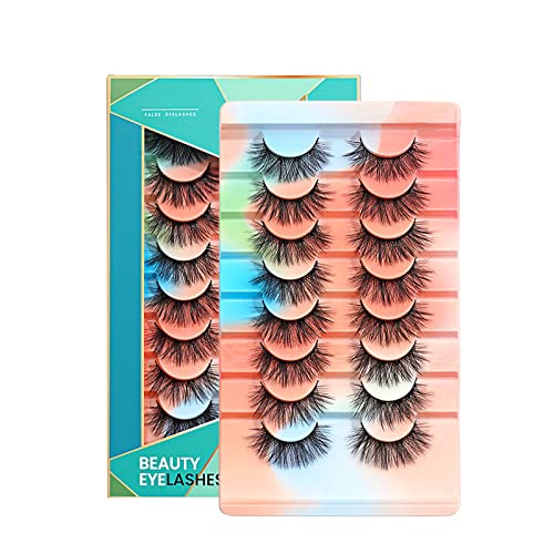 Natural 3D Mink False Eyelashes - Wispy Cat Eye Lashes with Short Volume, 5-Pair Pack | Perfect for Daily Wear, Parties, Weddings & Special Occasions
