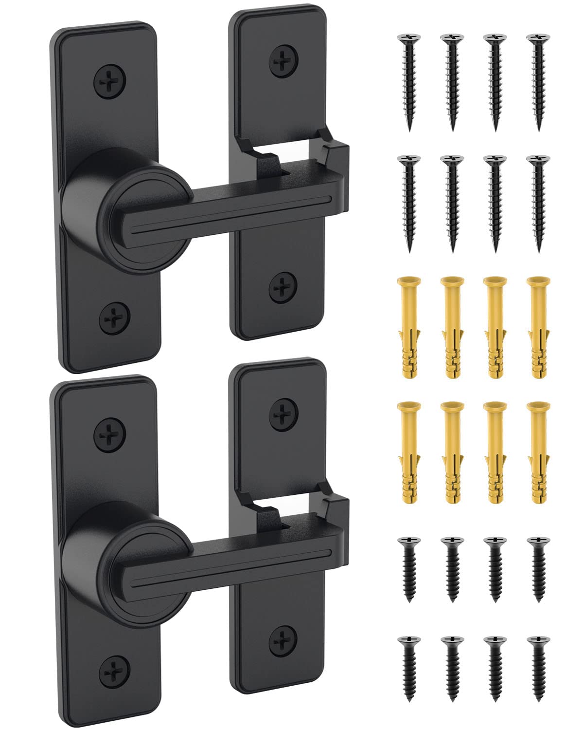 Heavy Duty Zinc Alloy Barn Door Lock - 3.8mm Flip Latch Safety Bolt for Sliding & Swing Doors - Secure Shed, Garage, Yard & Bathroom - Matt Black (2 Pack) - Ideal for Home Security & Privacy Protection