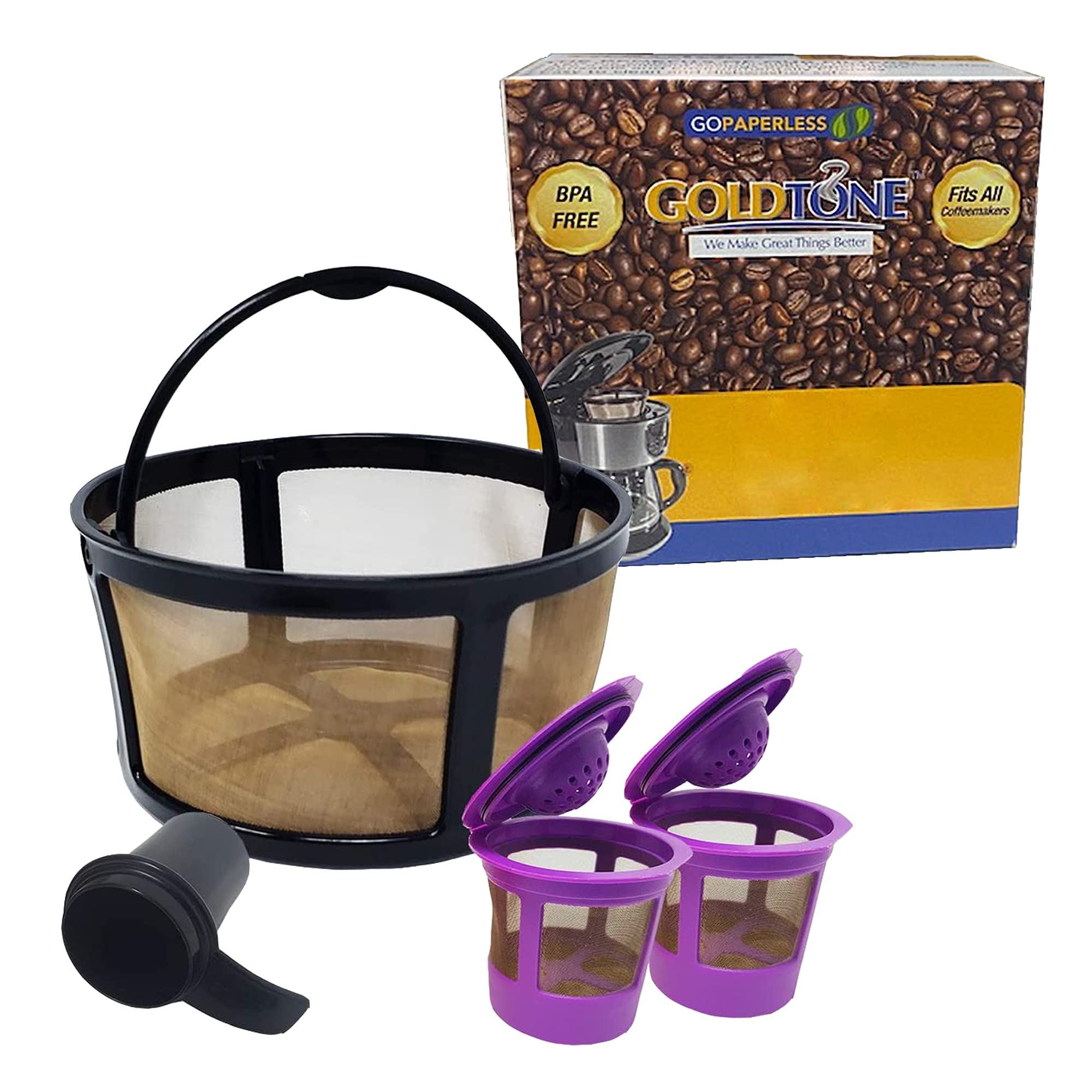 GOLDTONE Reusable Coffee Filter for Keurig Essentials & K-Duo Coffee Makers - 2 Pack with Scoop | Eco-Friendly Mesh Basket | Perfect for Home, Office & Camping Brewing