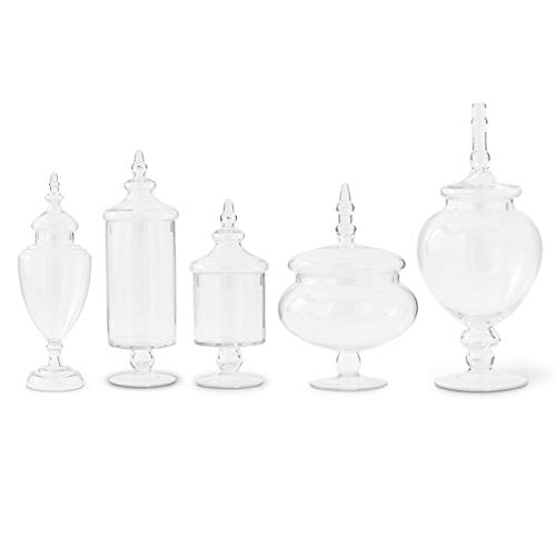 K&K Interiors 5-Piece Glass Storage Jars with Airtight Lids - Clear Kitchen Canisters for Flour, Sugar, Coffee & Pantry Organization - Perfect for Home, Office & Gift Giving