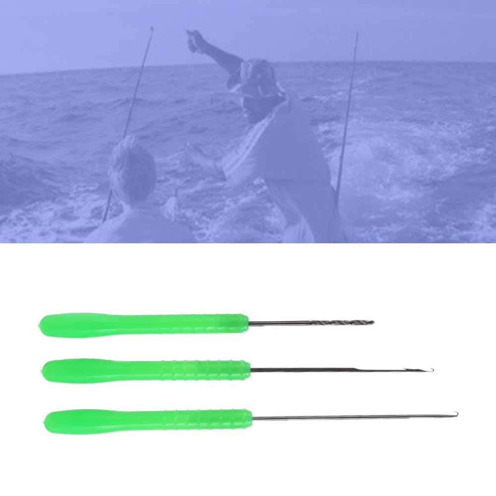 2-Piece Carbon Steel Fishing Bait Needle Tool Set - 3-in-1 Stringer Drill Hooks, Nut Boilie Needle & Latching Needle for Carp Bait Preparation | Perfect for Freshwater Fishing, Bait Rigging & DIY Tackle Making