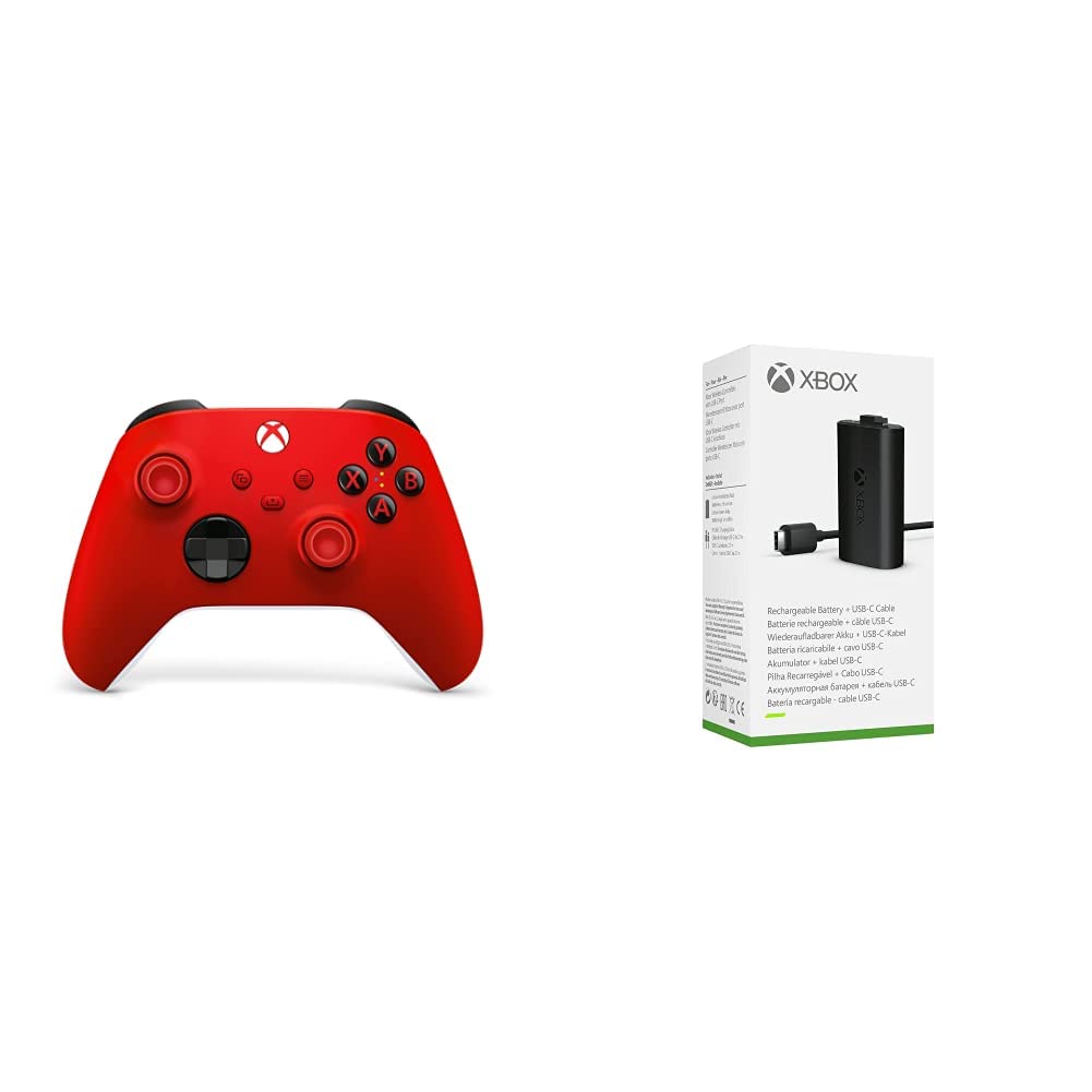 Microsoft Xbox Wireless Controller - Red Pulse Edition with Play & Charge Kit | Compatible with Xbox Series X|S, Xbox One & PC Gaming