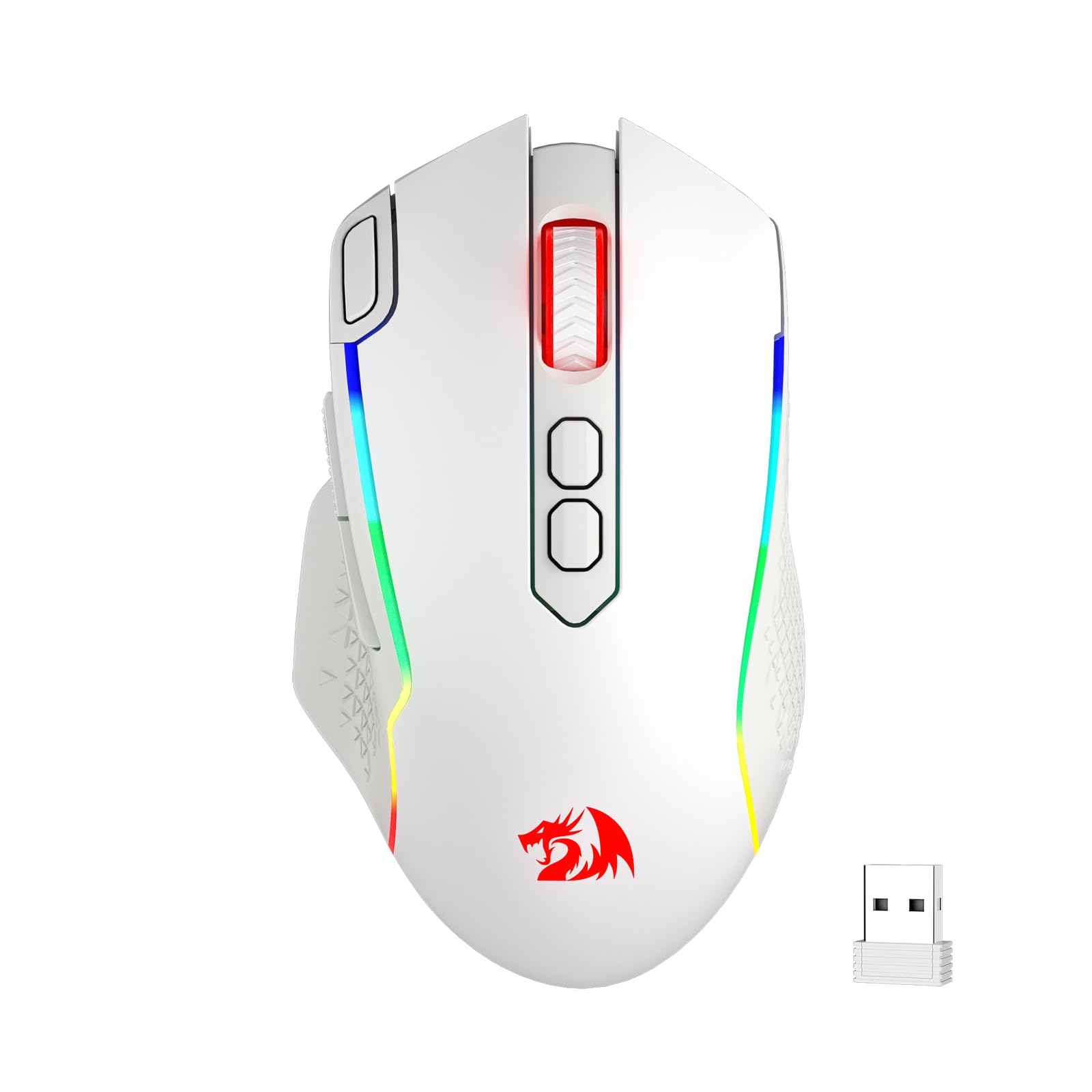 Redragon M810 Pro Wireless Gaming Mouse - 10000 DPI Wired/Wireless Mouse with Rapid Fire Key, 8 Programmable Macro Buttons, 45-Hour Battery Life & RGB Backlighting for PC, Mac, Laptop - Perfect for FPS, MOBA Games and Office Work