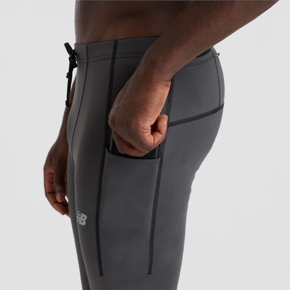 New Balance Men's Reflective Thermal Running Tights with Pockets - Perfect for Cold Weather Jogging, Gym Workouts & Outdoor Activities