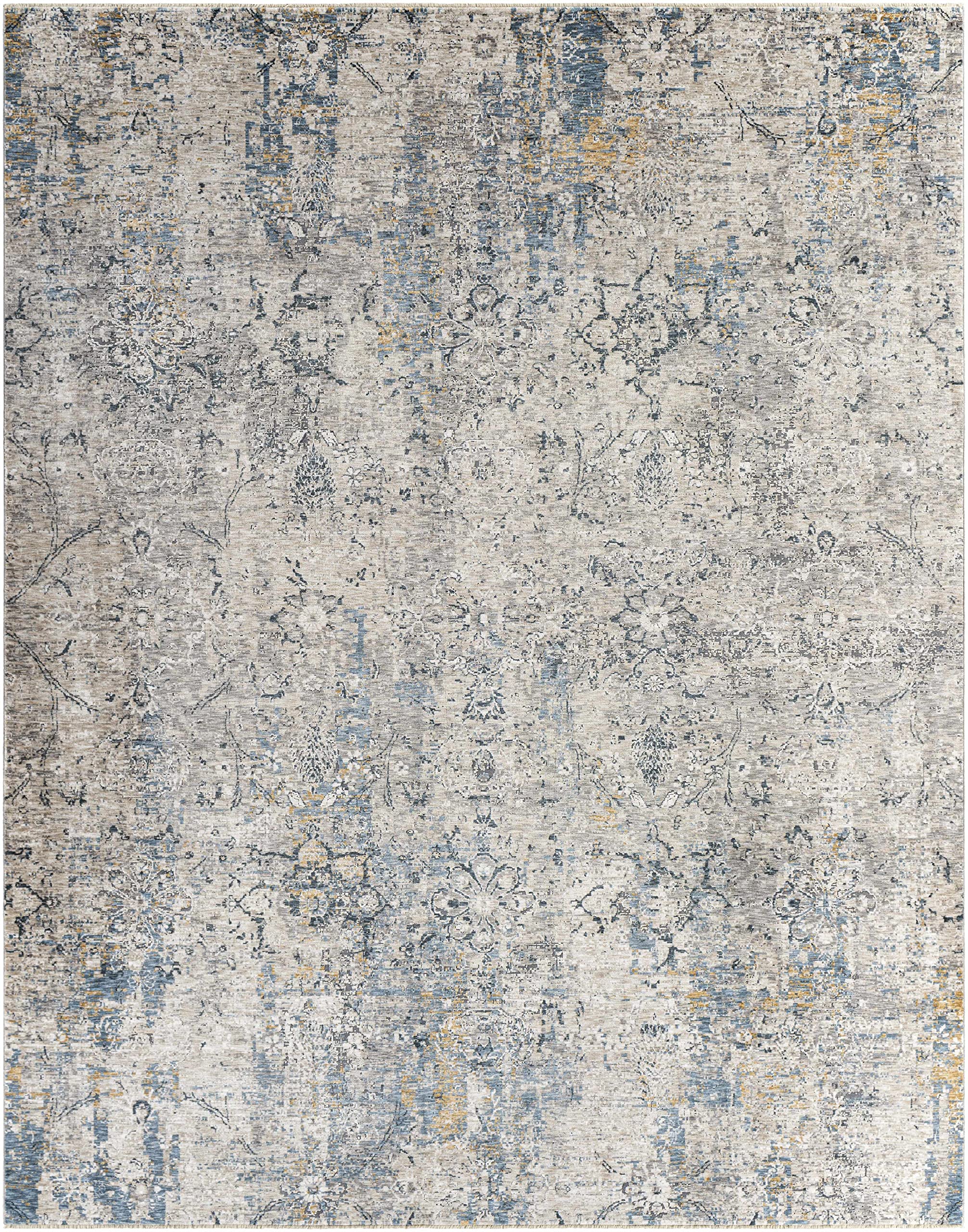 Hauteloom Pence Modern Area Rug 2' x 3' - Soft Beige Gray Blue Non-Slip Living Room Bedroom Rug - Perfect for Home Decor, Dorm & Office Spaces