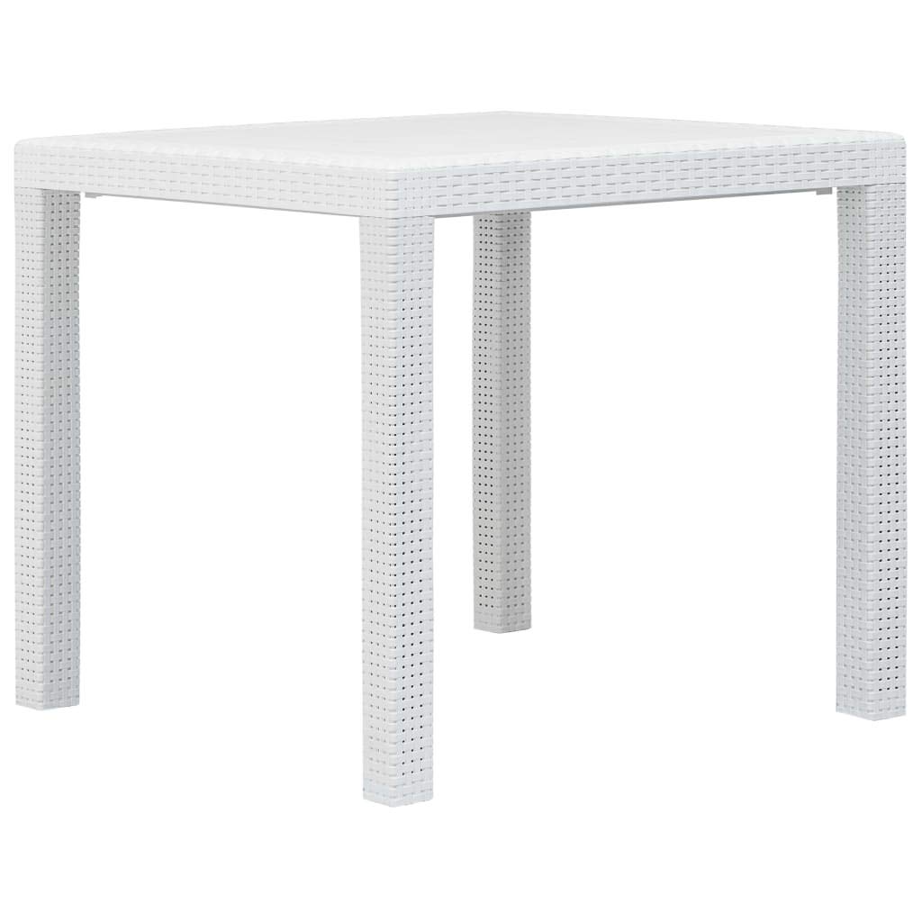 White Plastic Rattan Look Outdoor Garden Table 31.1