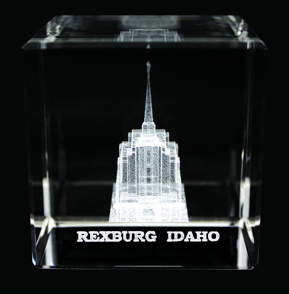 Crystal Cube Desk Decor - LDS Temple Paperweight for Office & Christian Home Decor | Rexburg Idaho Gift