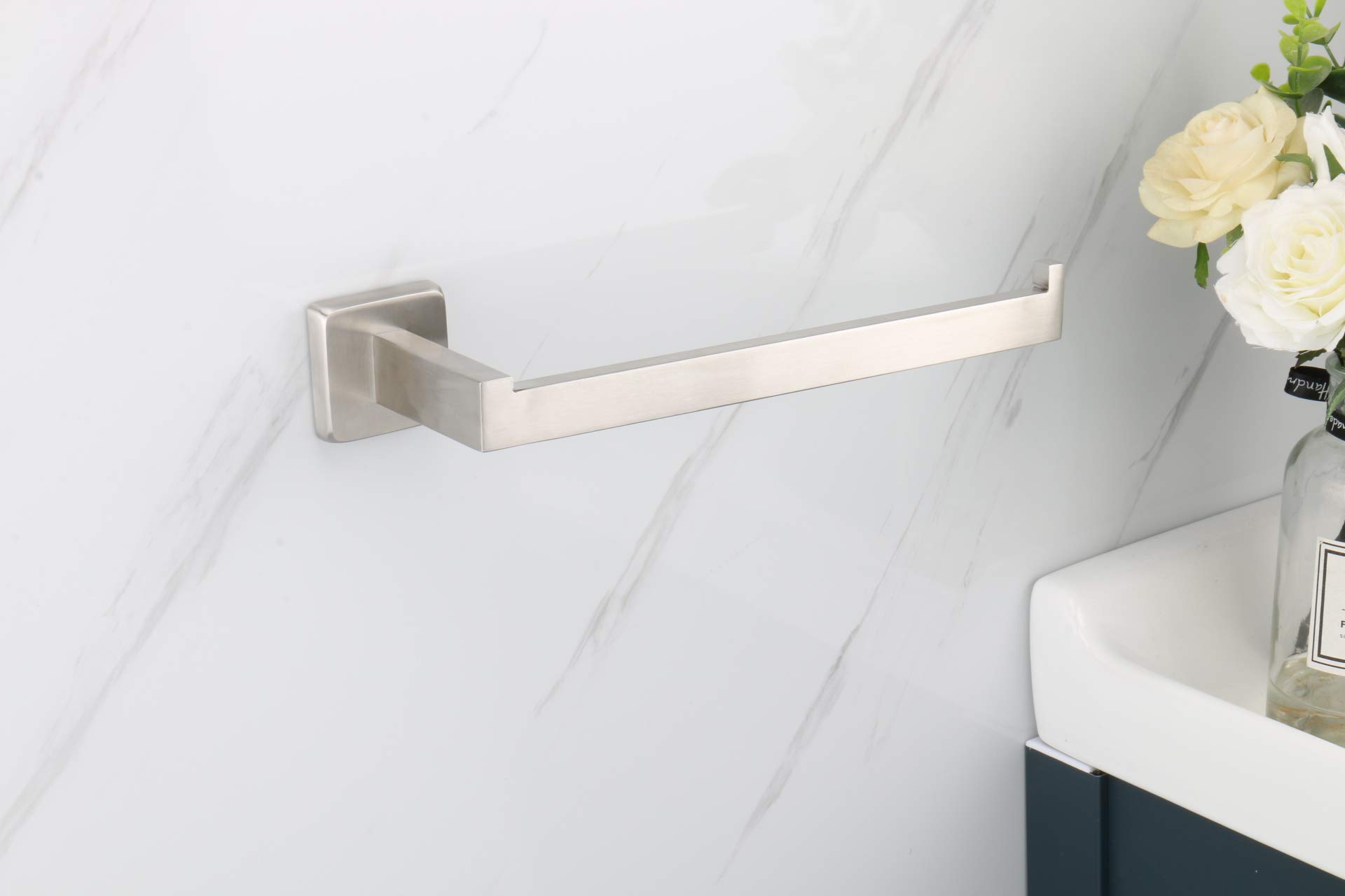 TocTen 9 Inch Heavy Duty Stainless Steel Towel Holder - Brushed Nickel Wall Mounted Bathroom Towel Ring, Thick SUS304 Rustproof Hand Towel Rack for Kitchen, Bathroom & Laundry Room Organization