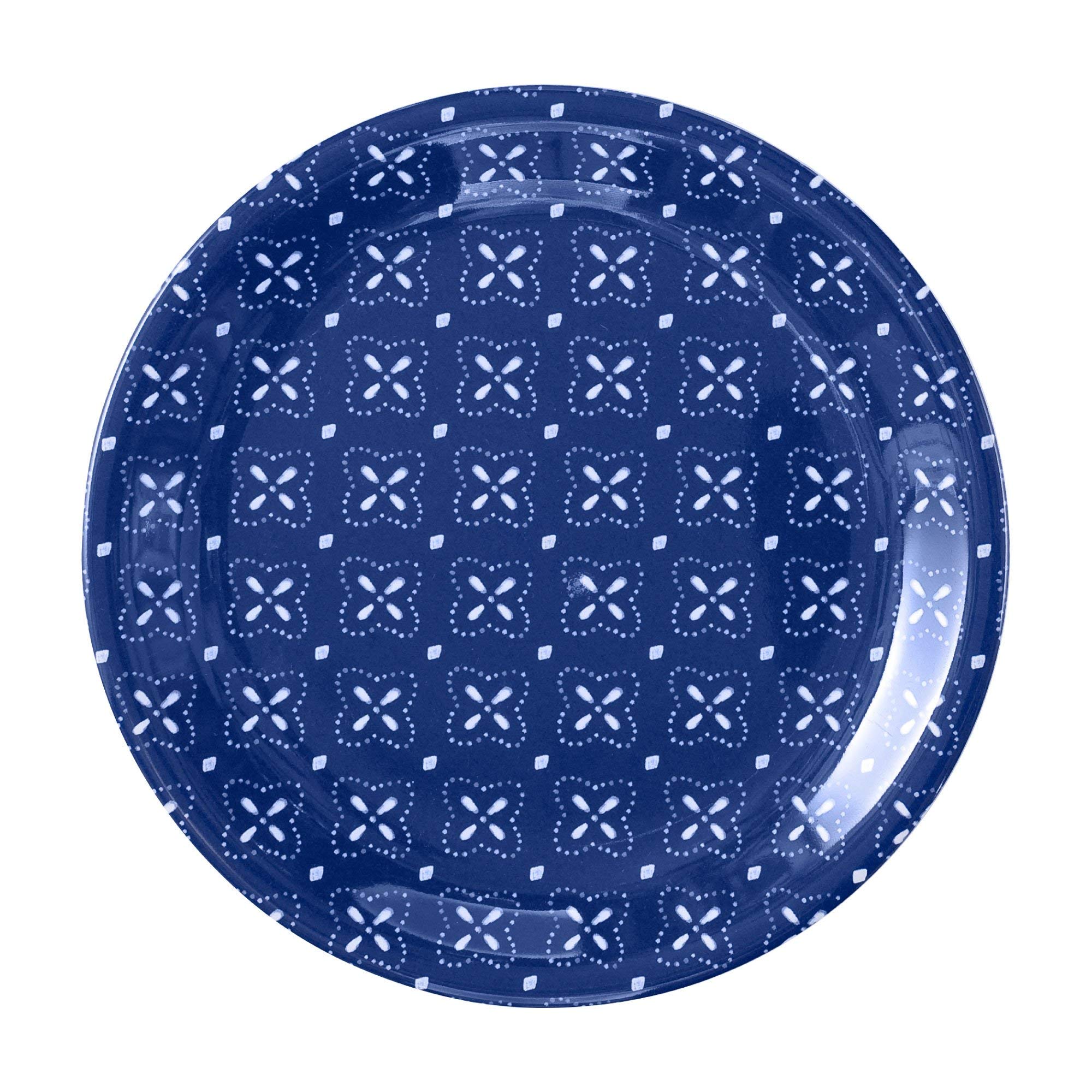 UPware Indigo Melamine Round Dessert Plates - 6.75 Inch Small Serving Plates Set of 4, Blue - Perfect for Appetizers, Snacks, Side Dishes, Picnics, Parties & Outdoor Dining