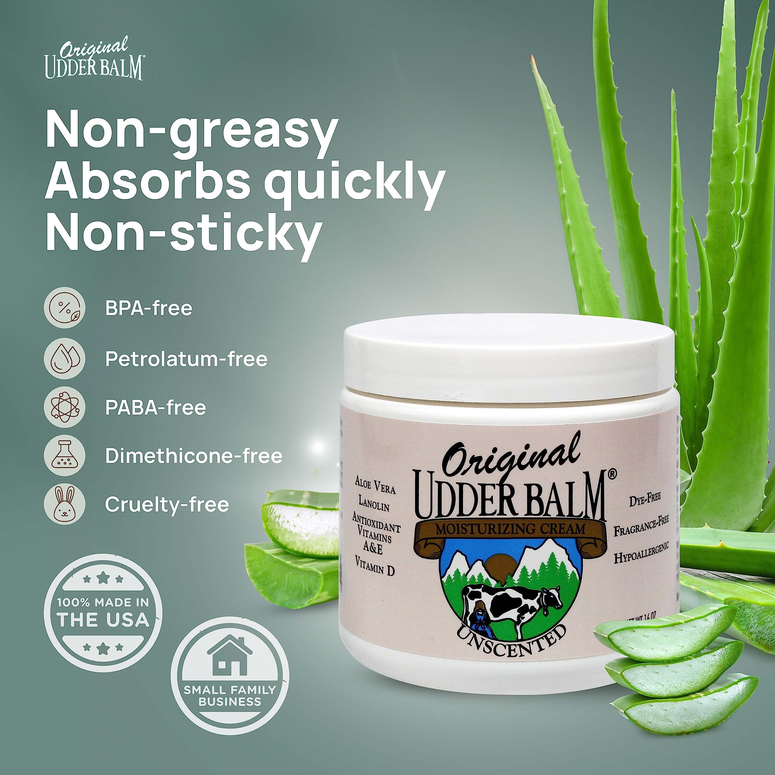 Unscented Original Udder Balm Body Moisturizer with Pump - Hydrating Lotion for Dry Skin, Hands, Feet & Elbows - Perfect for Winter Care & Daily Moisturizing