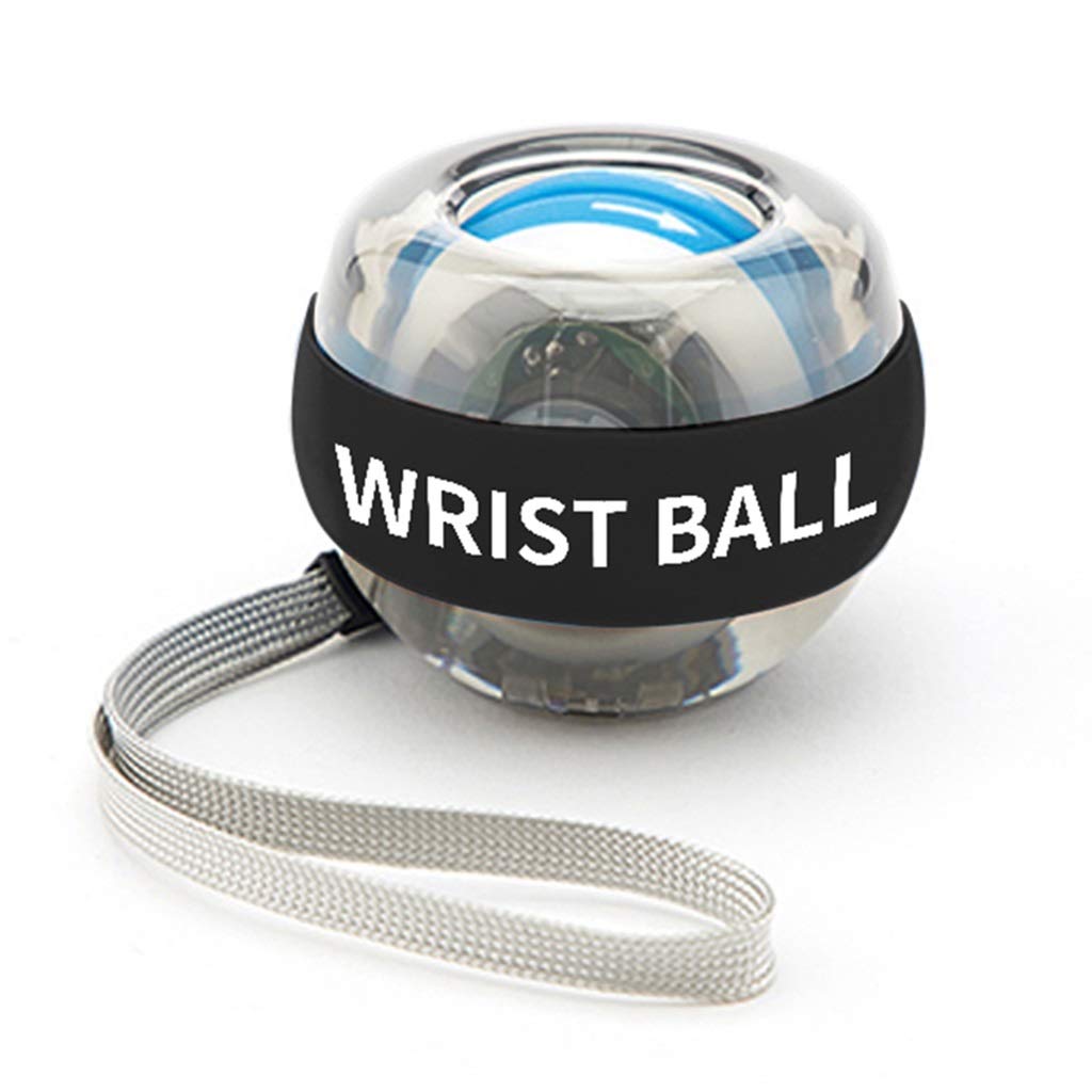 Gyro Ball Wrist Trainer with LED Lights - Push-Start Spinner Exercise Ball for Strength Training & Rehabilitation | Blue Metal Centrifugal Ball for Athletes, Gamers & Office Workers