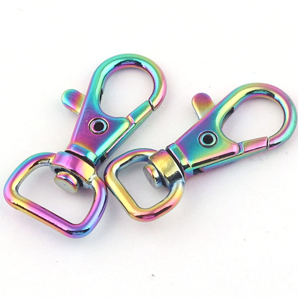 Rainbow Swivel Clasps 6-Pack - 13mm Lobster Claw Clips for Keys, Lanyards & Bags - Durable Keychain Accessories