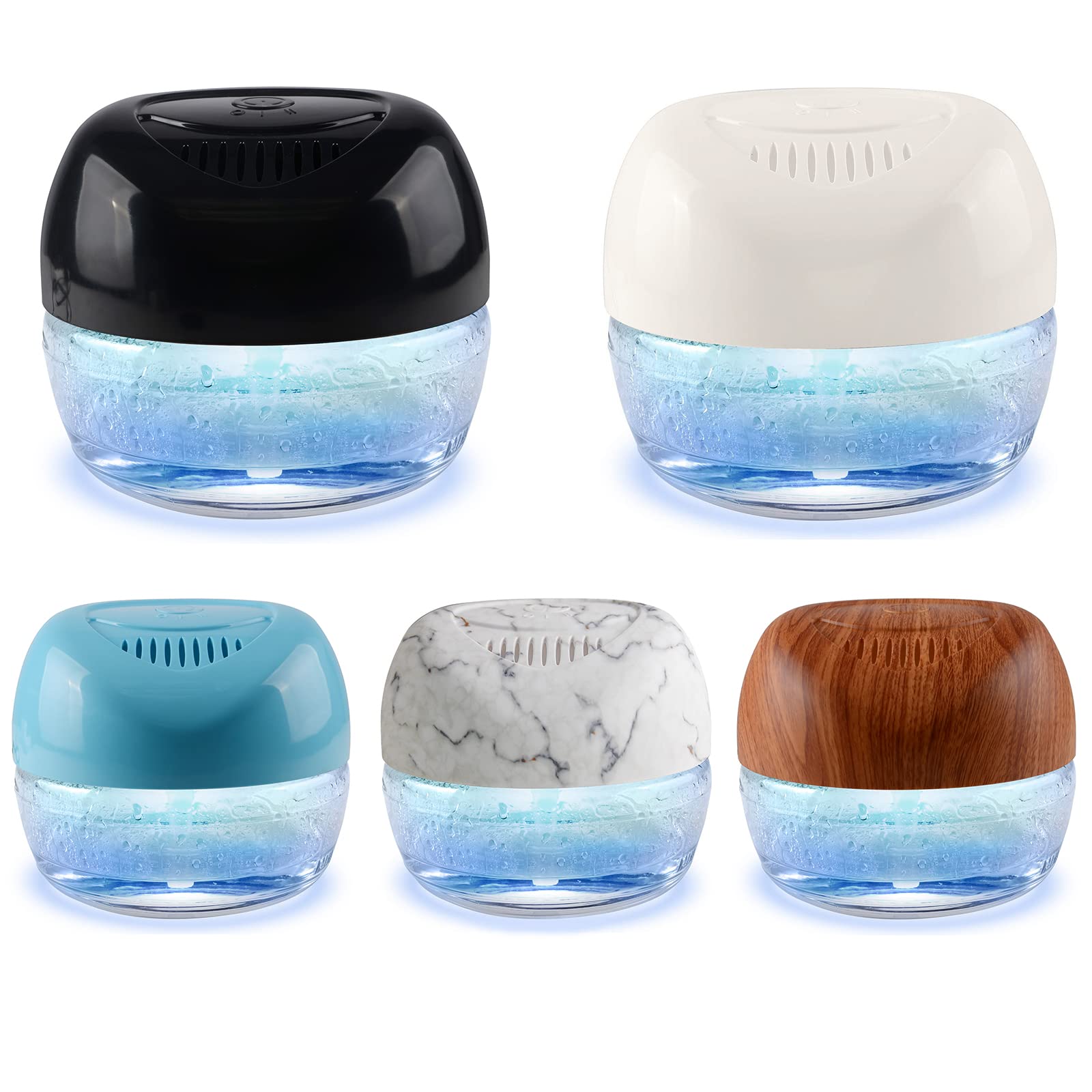 5-Pack Water-Based Air Purifier & Freshener with 7-Color LED Mood Light - Humidifier, Odor Eliminator for Home, Office, Bedroom, Nursery (Great for Allergies, Pets, Smoke)