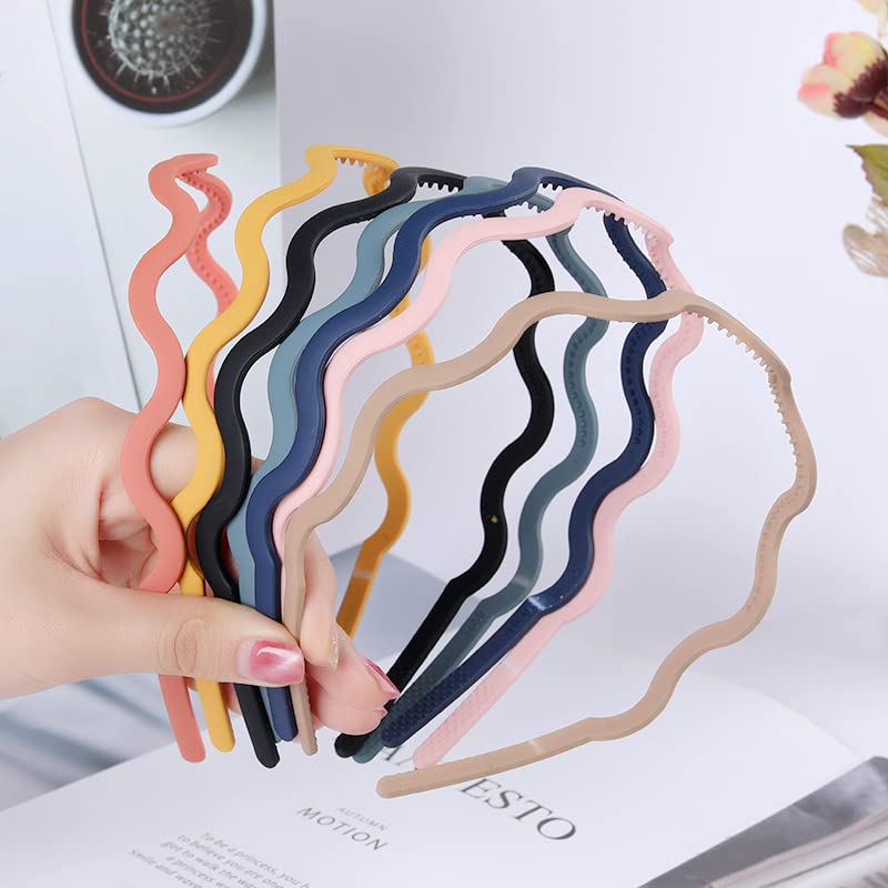 12 Pack Matte Solid Color Headbands for Women & Girls - Soft Stretch Hair Accessories for Sports, Work, and Everyday Wear (Random Colors)
