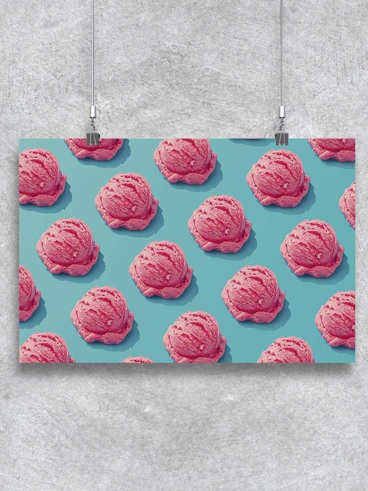 Delicious Strawberry Ice Cream Poster - Sweet & Vibrant Wall Art for Kitchen, Bedroom, and Ice Cream Shop Decor