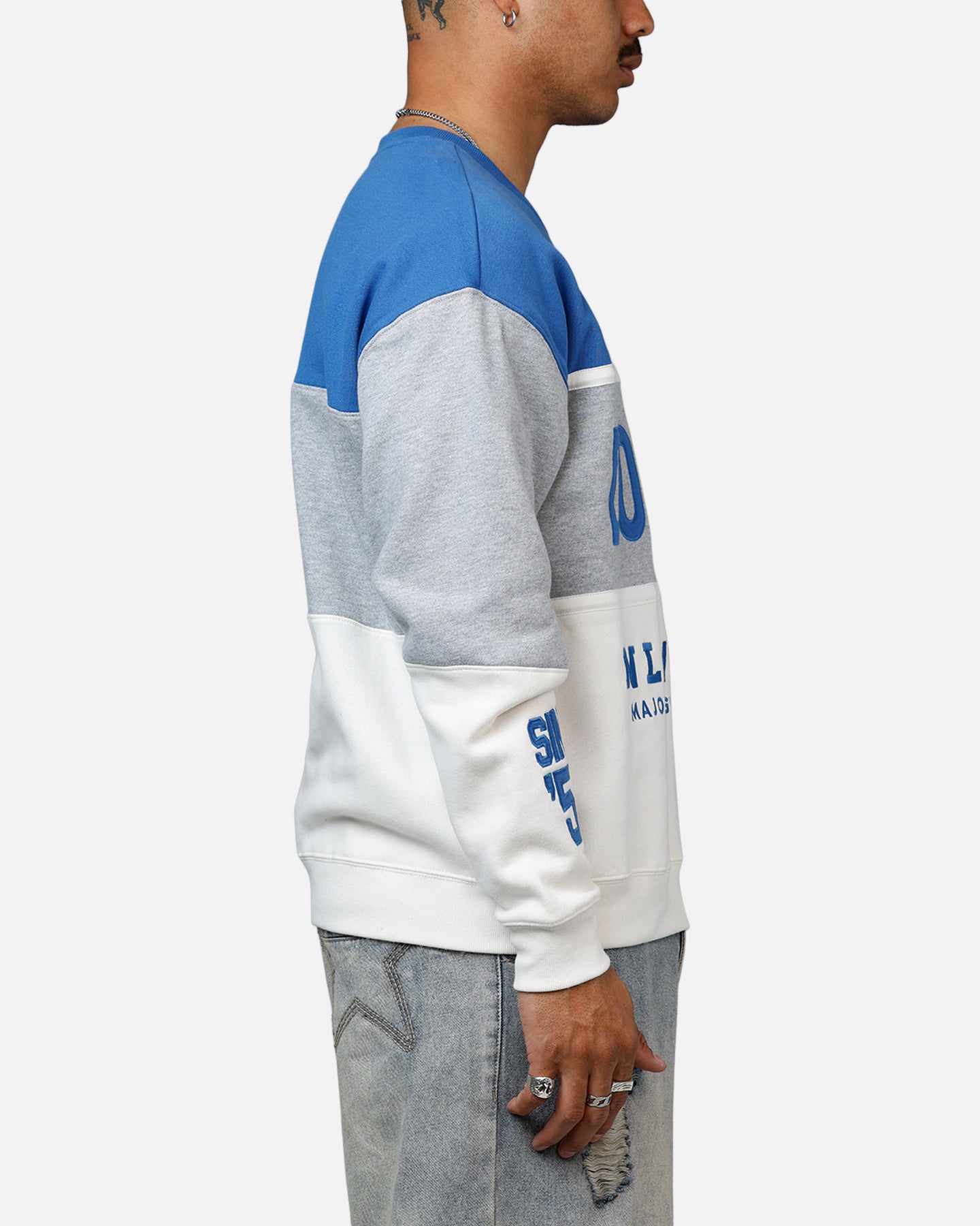 47 Brand Los Angeles Dodgers On Five Crewneck Sweatshirt - Blue & Grey - Men's Casual Baseball Fan Apparel for Game Day & Streetwear