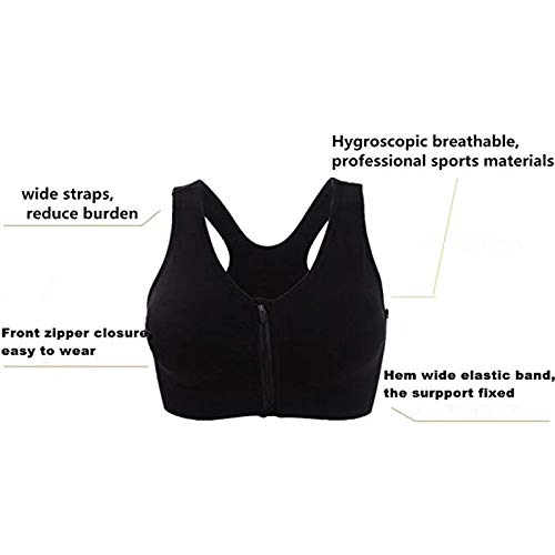 Wireless Post-Surgery Sports Bra for Women - Zip Front Yoga Bra with Padding - Comfortable Support for Active Lifestyles, Gym Workouts & Post-Surgical Recovery