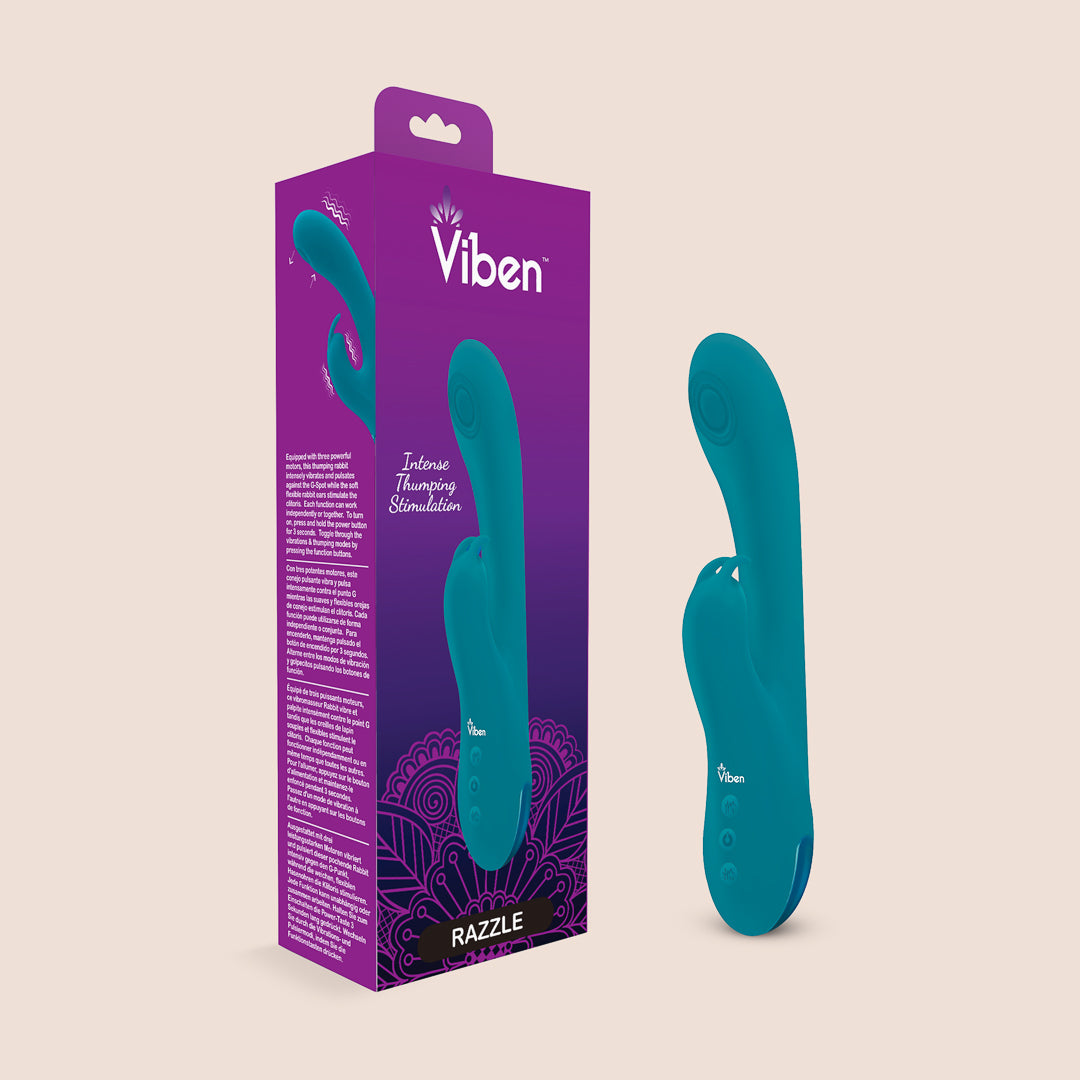 Viben Razzle Rechargeable Thumping Rabbit Vibrator - Waterproof & USB Rechargeable Adult Toy for Women | Perfect for Couples Play, Solo Pleasure & Sensual Massage