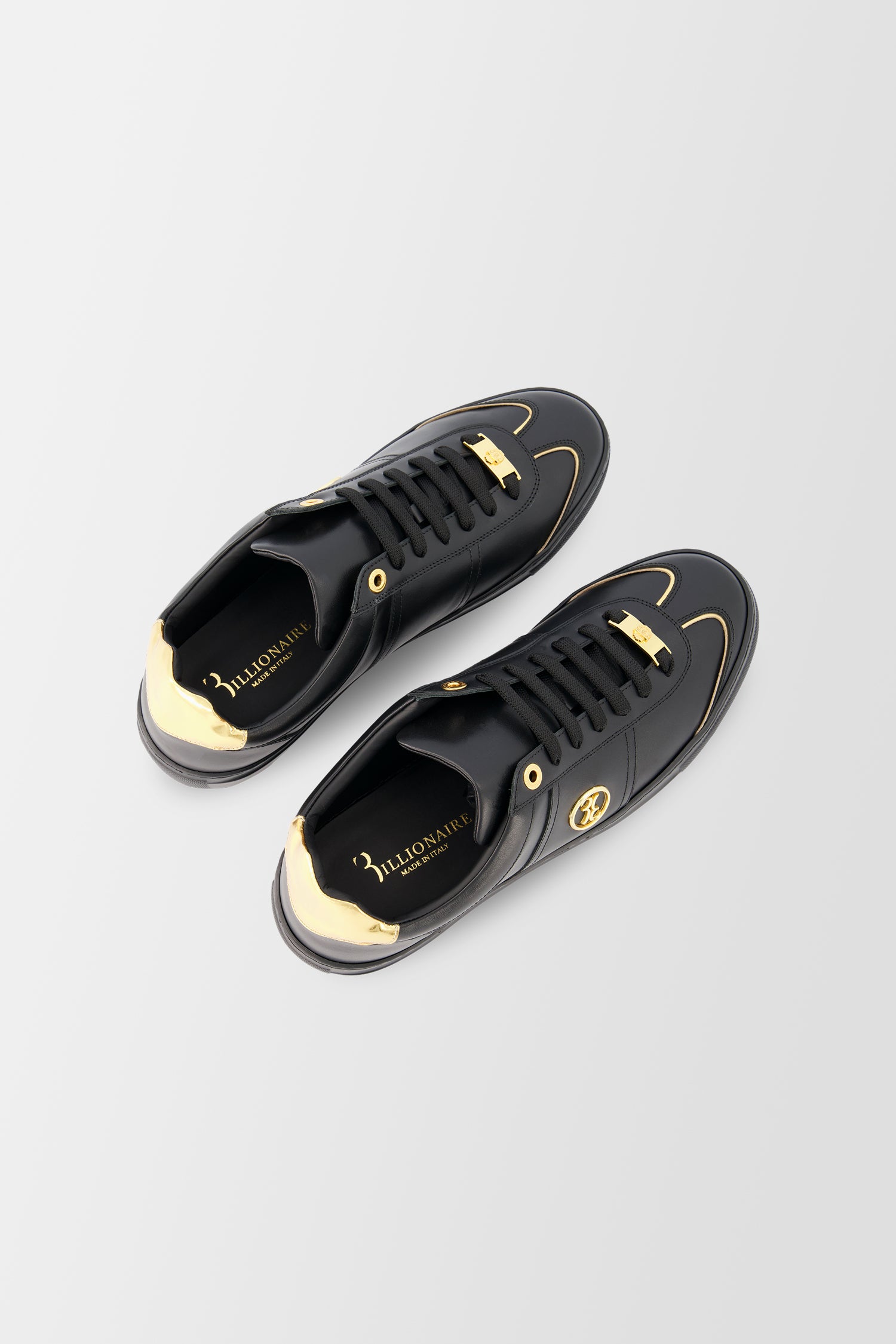 Billionaire Black and Gold Sneakers for Men - Luxury High-Top Fashion Shoes for Casual Wear, Street Style & Night Out