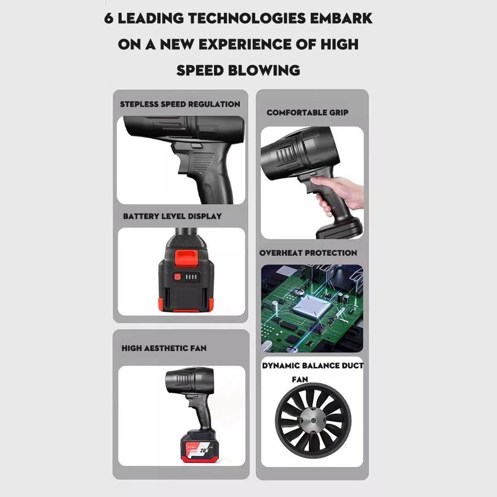 Cordless Electric Air Duster - 150,000 RPM High-Powered Handheld Blower for Car Washing, Keyboard Cleaning, BBQ & Outdoor Dust Removal | Perfect for Car Detailing, Electronics Maintenance & Home Cleaning