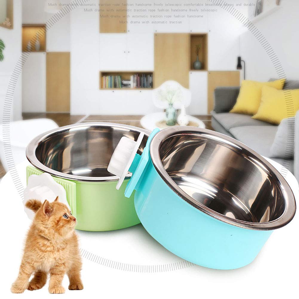 Luck Dawn Stainless Steel Removable Hanging Pet Bowl - Crate Food & Water Dish for Dogs, Cats, Rabbits, Birds & Small Animals - Secure Bolt Holder Design - Small (2-Pack) - Perfect for Travel, Kennels & Outdoor Use