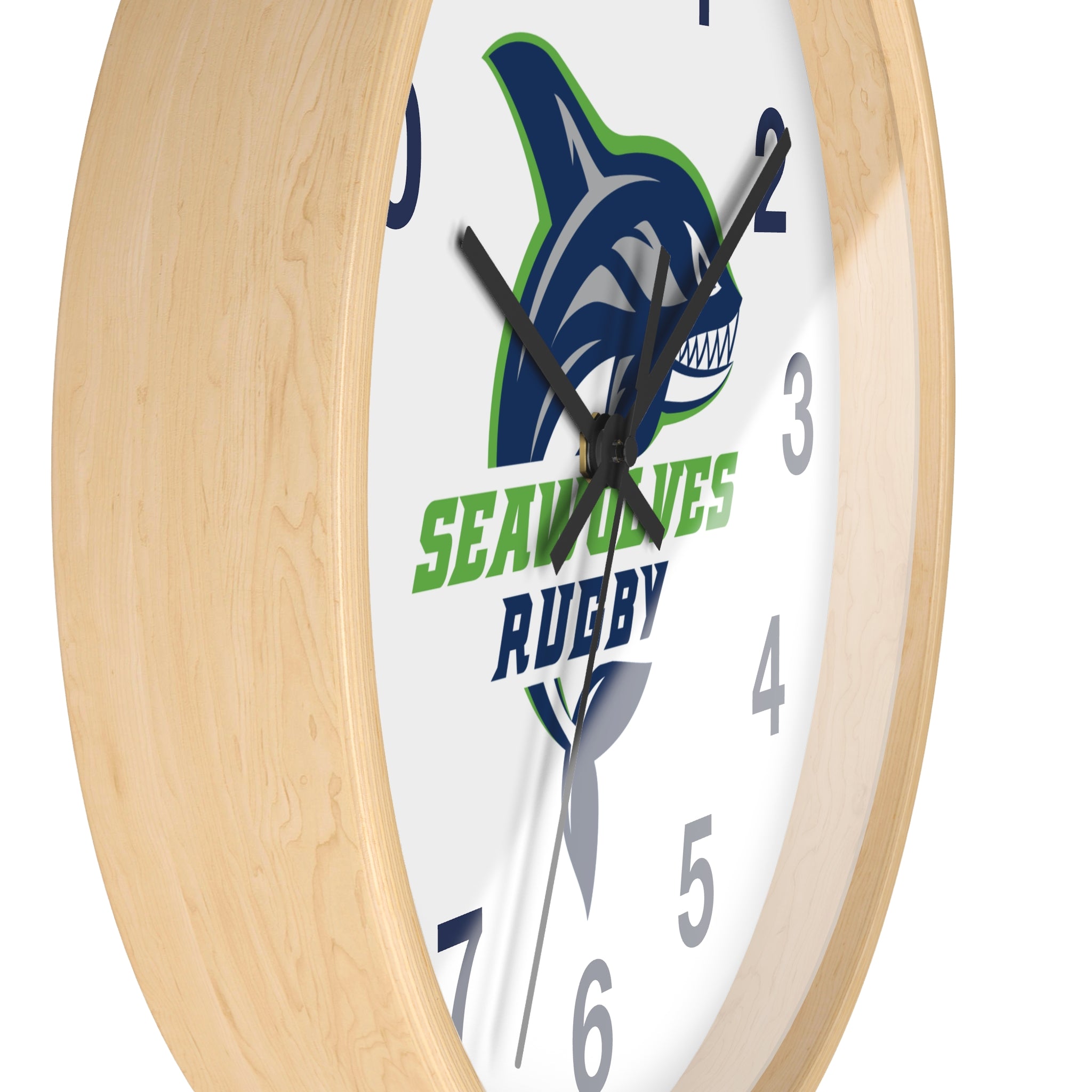 Seawolves Wall Clock - Silent Non-Ticking Battery Operated Round Clock for Home, Office, or Dorm Decor - Perfect for Sports Fans and Coastal Theme Rooms