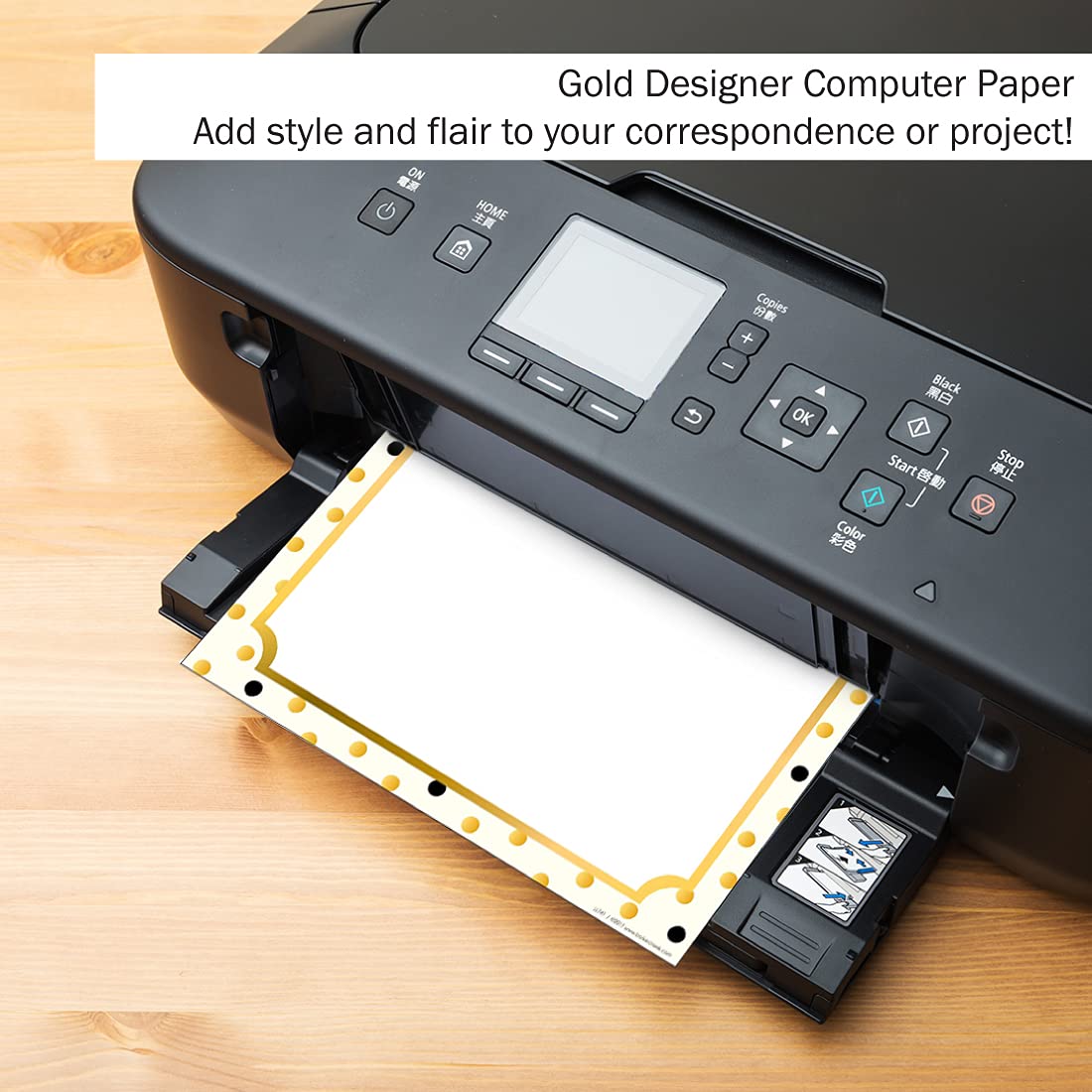 Barker Creek Gold Decorative Printer Paper - 8.5” x 11” Designer Computer Paper for Home, School & Office - 50 Sheets per Package - Perfect for Invitations, Letters & Craft Projects