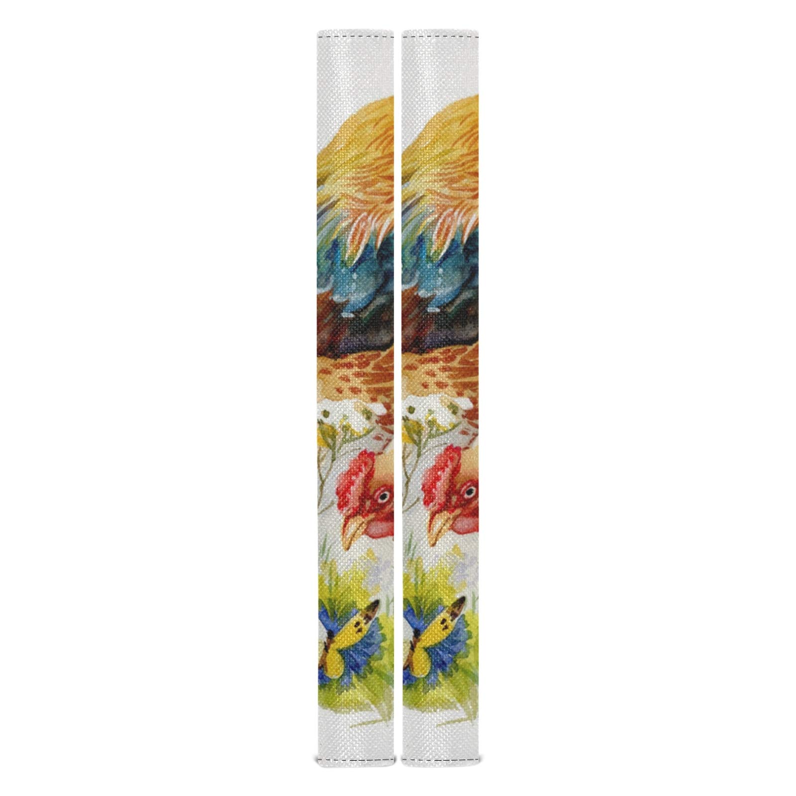 Qilmy 2-Pack Rooster Refrigerator Handle Covers - Washable Kitchen Appliance Protectors for Dishwasher, Fridge, Microwave & Oven - Keep Your Handles Clean & Hygienic - Perfect for Farmhouse & Country Style Kitchens