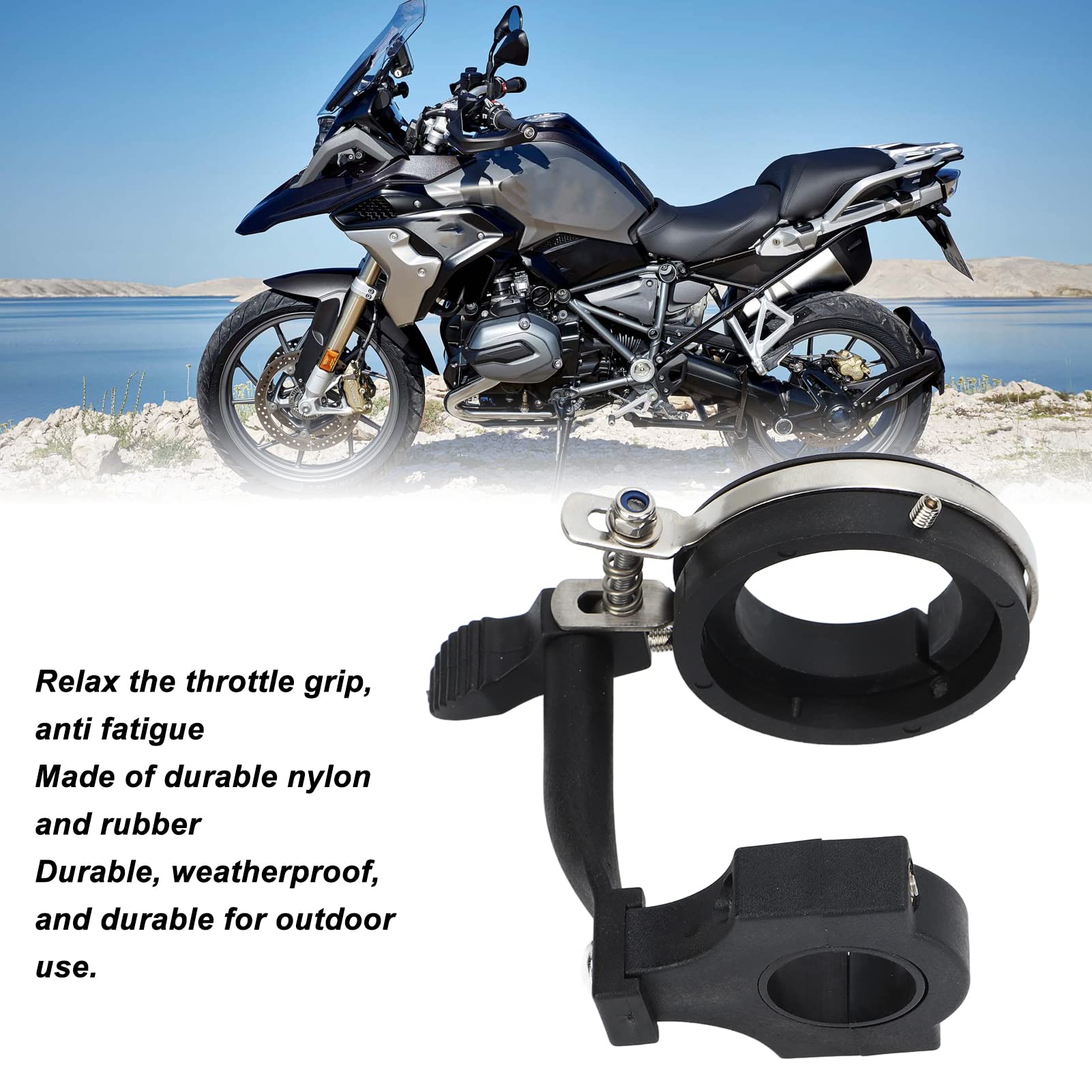 Universal Motorcycle Throttle Lock - 22mm Handlebar Assist Clip for R1200GS & Long Rides