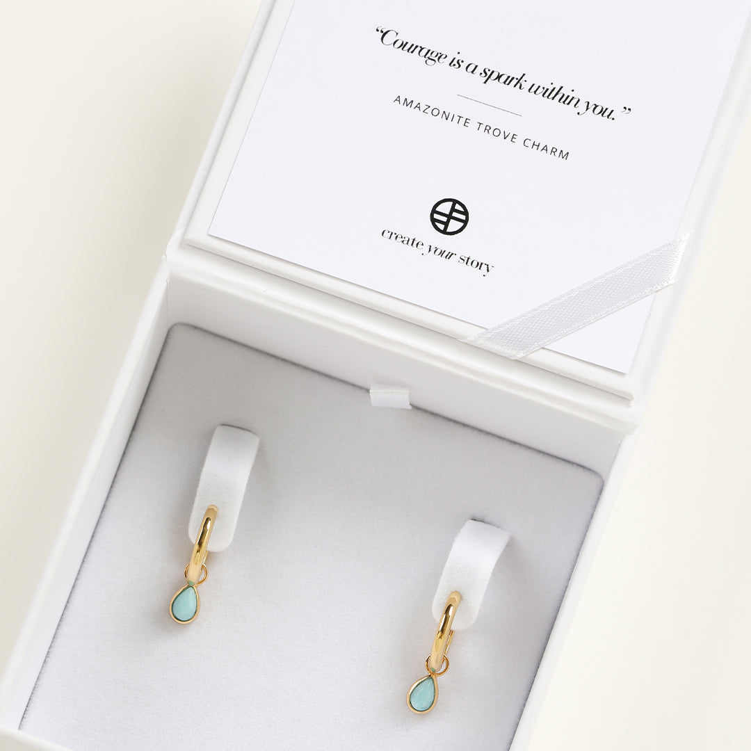 Amazonite Gemstone Hoop Earrings for Women - Elegant Healing Crystal Jewelry for Everyday Wear & Special Occasions