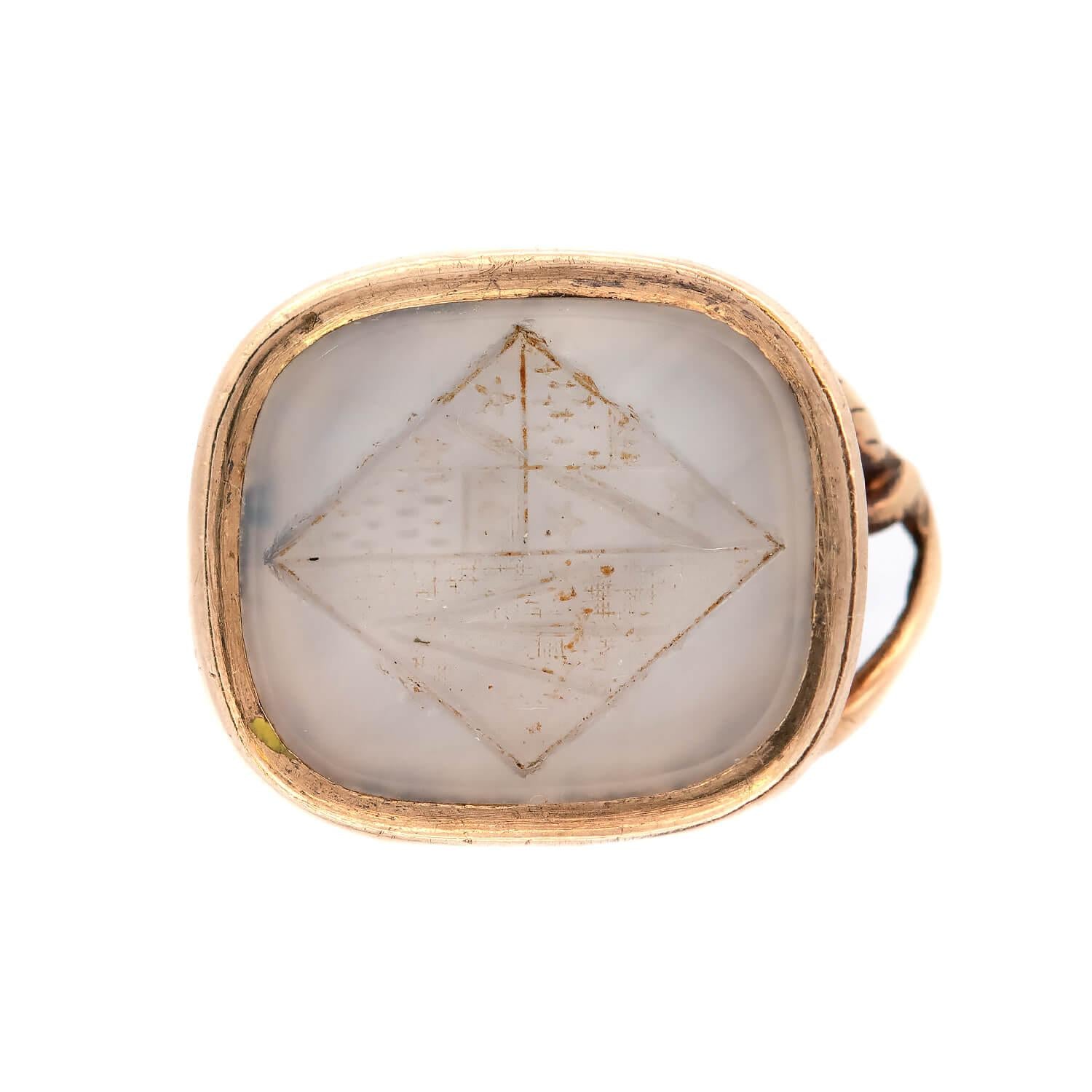 Victorian Style 14k Gold Agate Snake Motif Fob Pendant - Vintage Jewelry for Necklace, Bracelet & Gift Giving