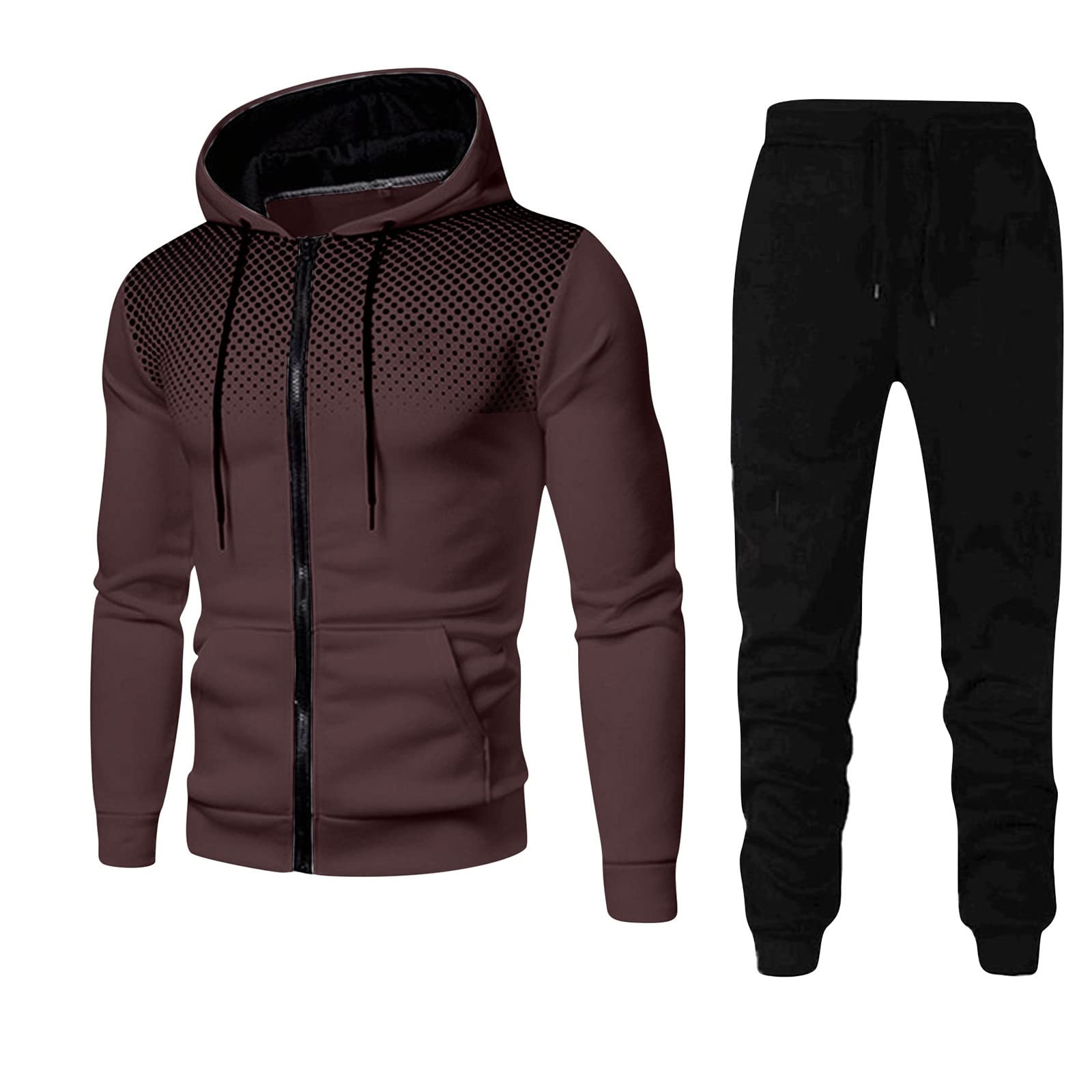 Men's Winter Tracksuit Set 2-Piece Loose Fit Casual Outfit - Warm Fleece Hoodie & Jogger Pants for Cold Weather, Gym, Barbecue, and Outdoor Activities