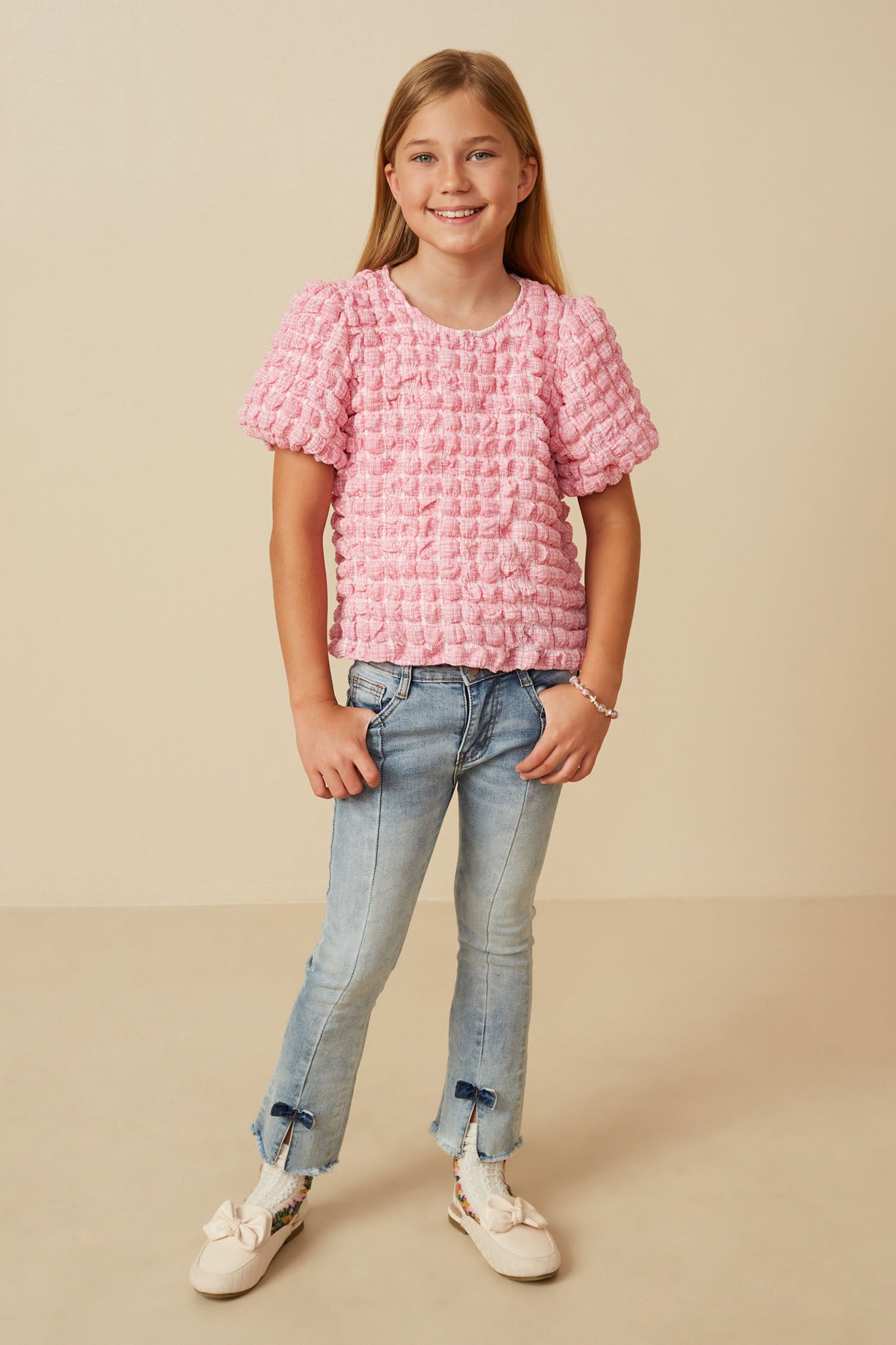 Stylish Waffle Textured Puff Sleeve Top for Women - Trendy Casual Blouse for Spring & Summer Outfits, Date Nights, and Office Wear