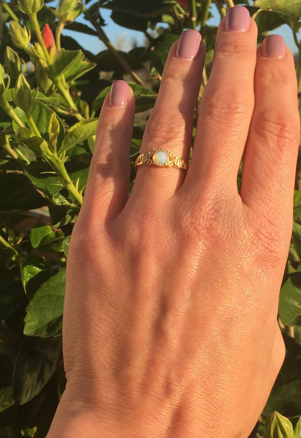 Opalite Gemstone Ring – Dainty & Delicate Gold Rainbow Jewelry for Women – Perfect for Everyday Wear, Gift Giving & Special Occasions